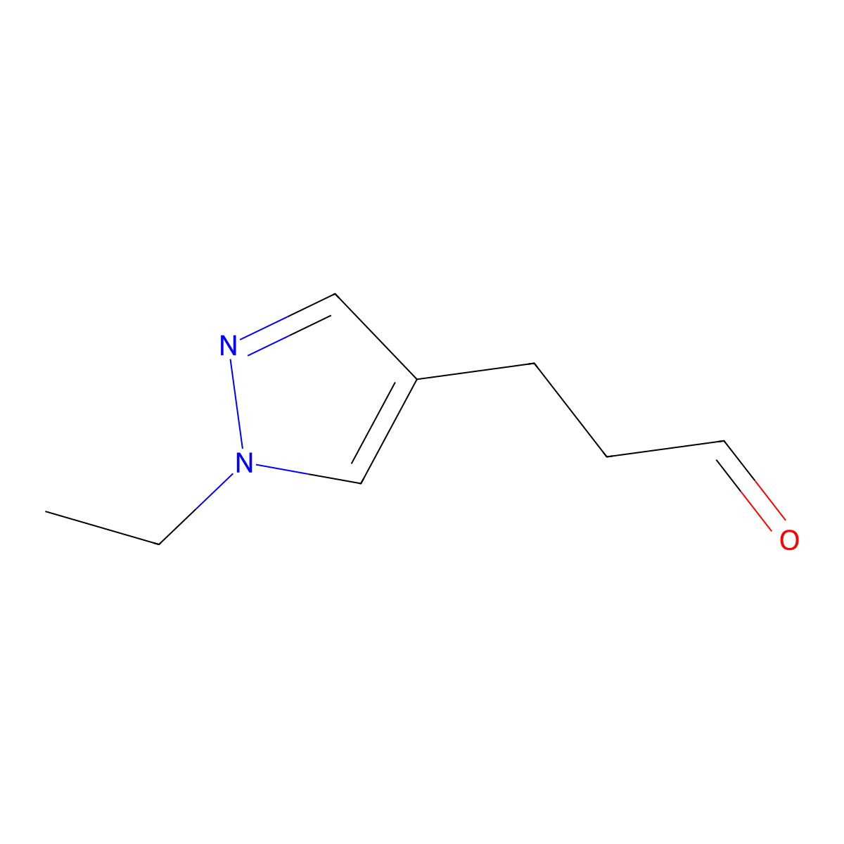 3-(1-ethyl-1H-pyrazol-4-yl)propanal molecular structure, CAS 1250428-90-0