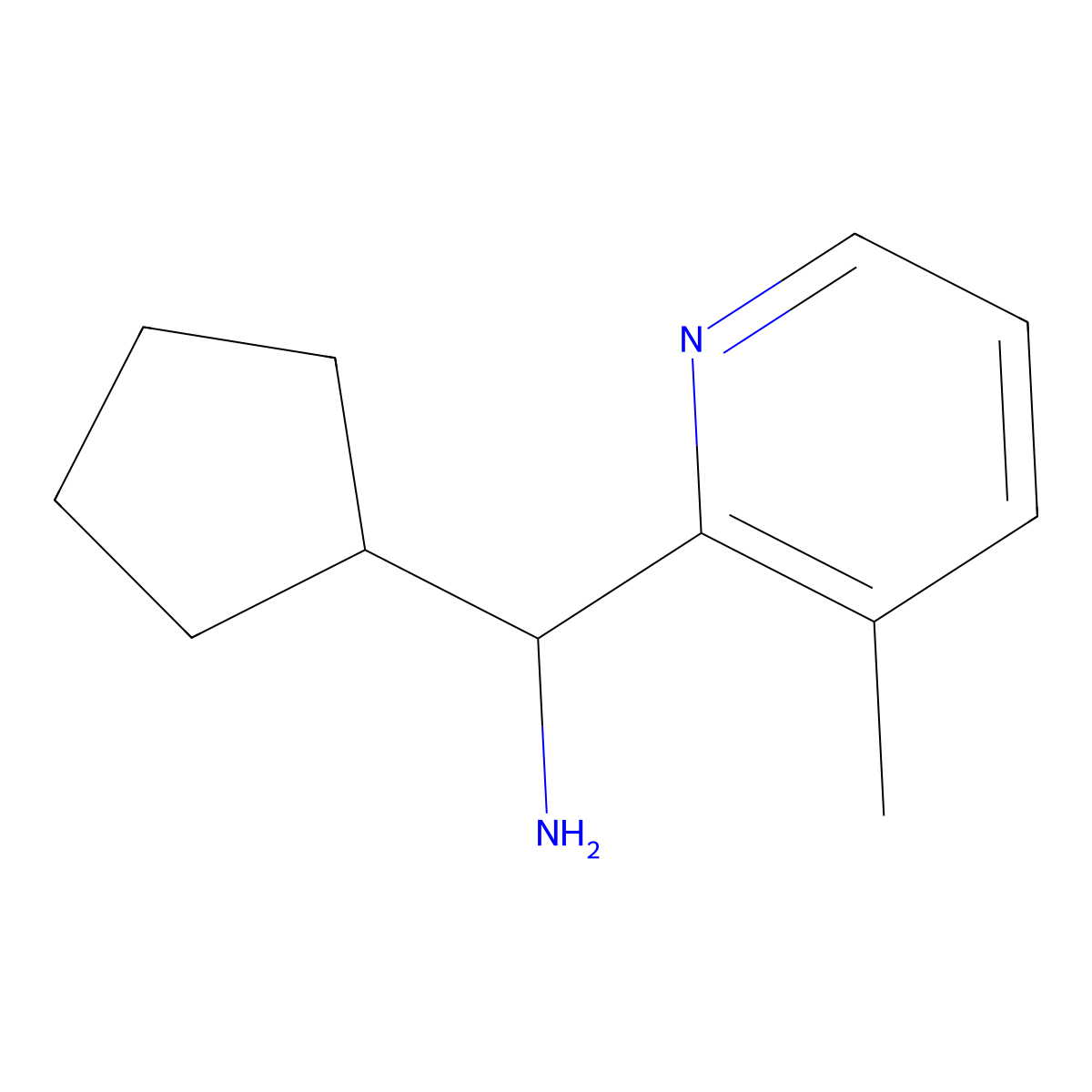 Cyclopentyl(3-methylpyridin-2-yl)methanamine molecular structure, CAS 1250429-50-5