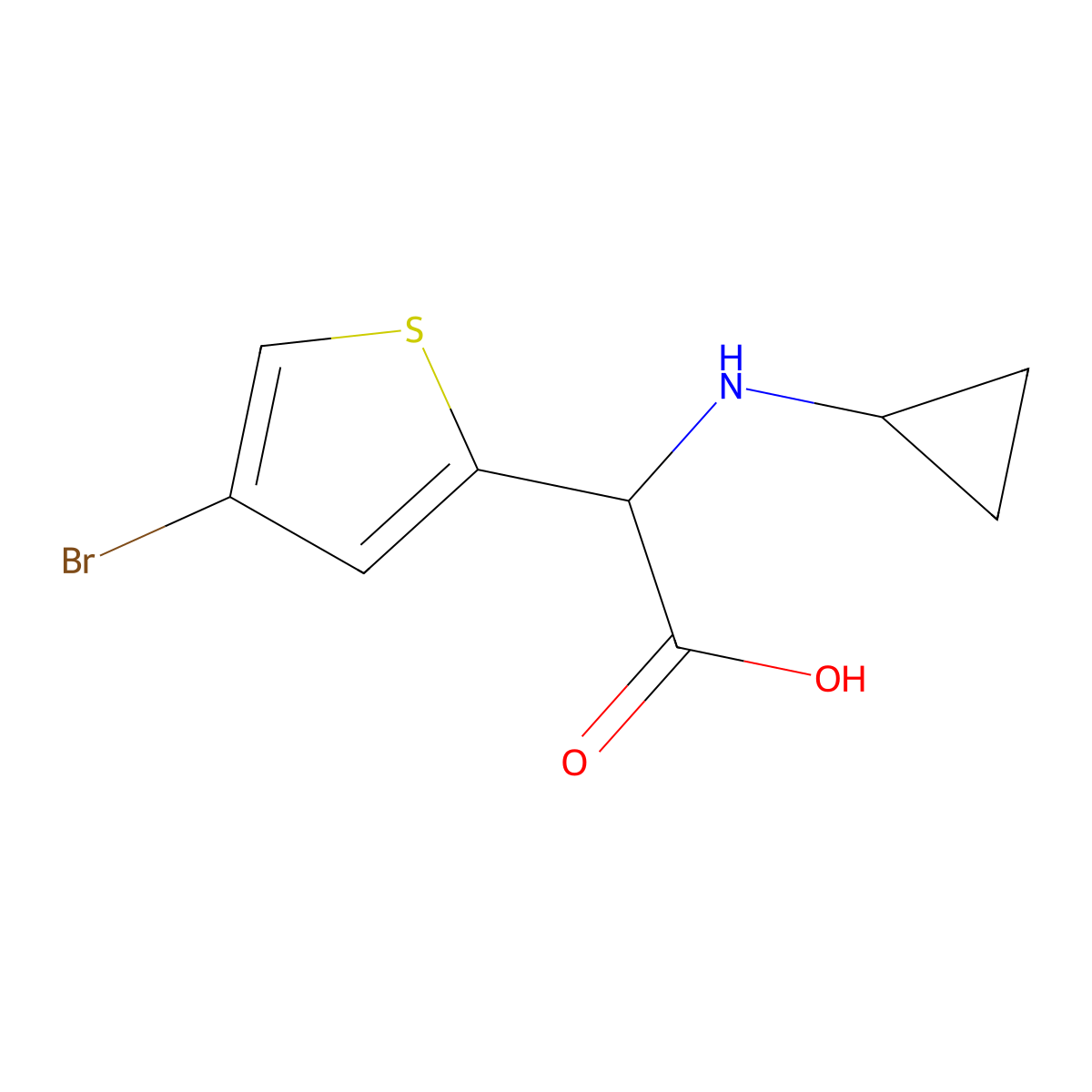 2-(4-Bromothiophen-2-yl)-2-(cyclopropylamino)acetic acid molecular structure, CAS 1250433-89-6