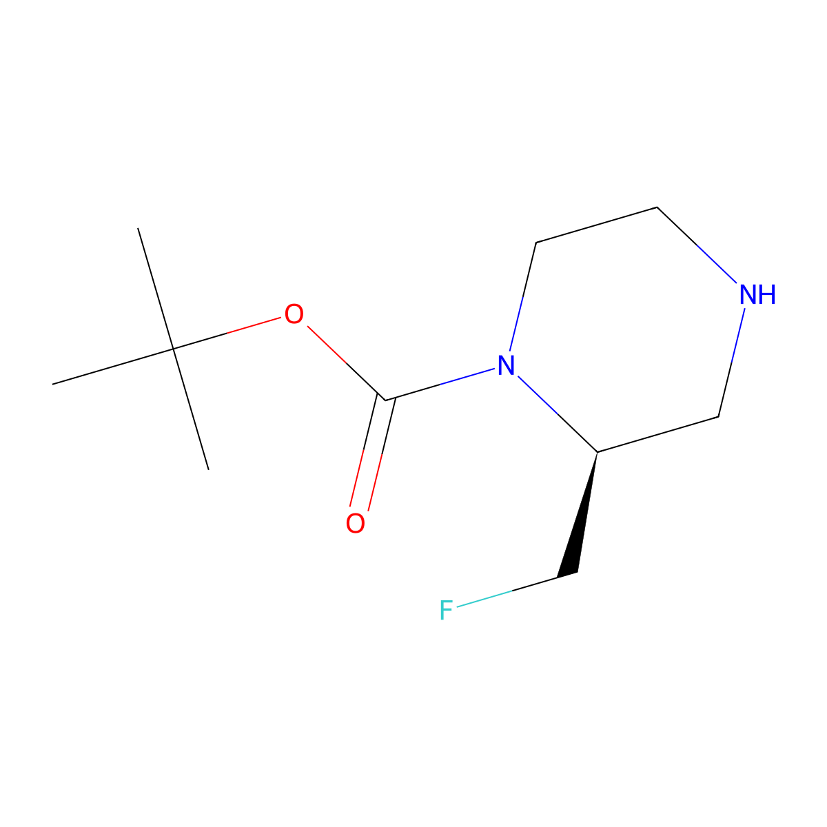 (S)-tert-Butyl 2-(fluoromethyl)piperazine-1-carboxylate molecular structure, CAS 1250443-49-2