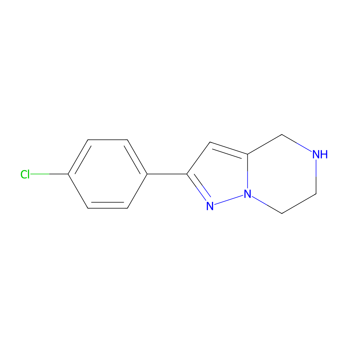 2-(4-Chlorophenyl)-4,5,6,7-tetrahydropyrazolo[1,5-A]pyrazine molecular structure, CAS 1250443-87-8
