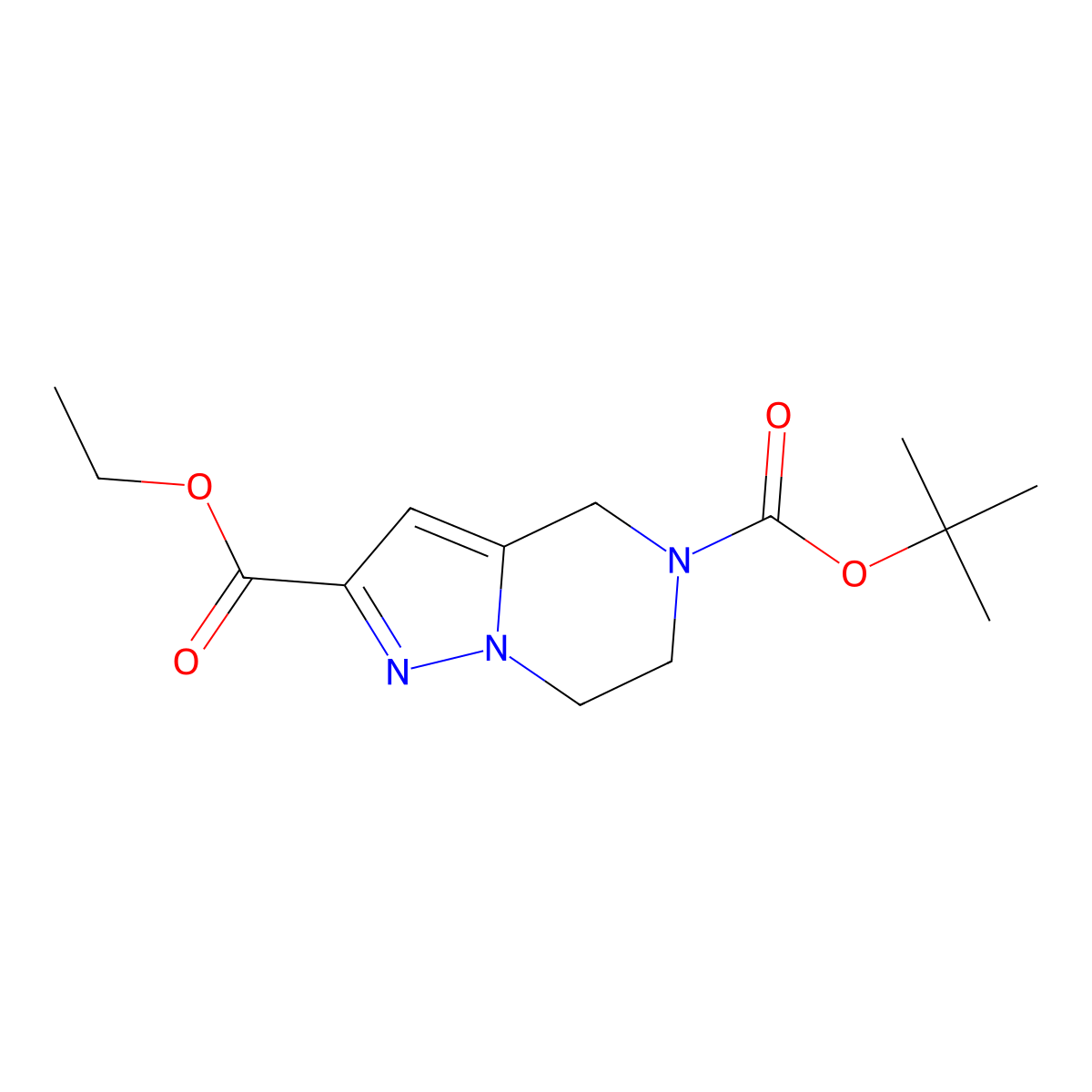 5-tert-Butyl 2-ethyl 6,7-dihydropyrazolo[1,5-a]pyrazine-2,5(4H)-dicarboxylate molecular structure, CAS 1250443-97-0