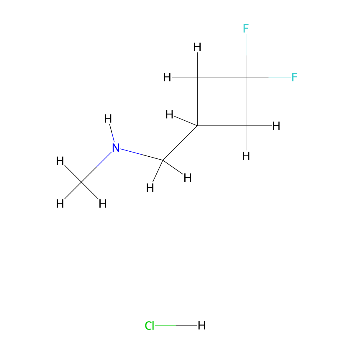 (3,3-Difluorocyclobutyl)-N-methylmethanamine hydrochloride molecular structure, CAS 1250444-03-1