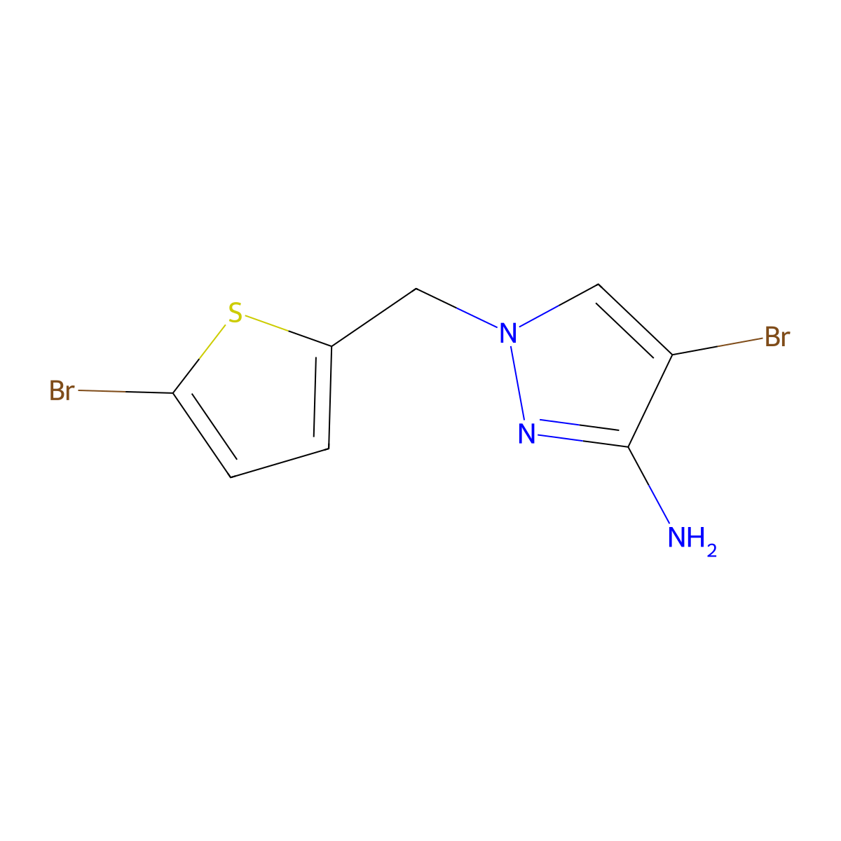 4-Bromo-1-[(5-bromothiophen-2-YL)methyl]-1H-pyrazol-3-amine molecular structure, CAS 1250447-14-3