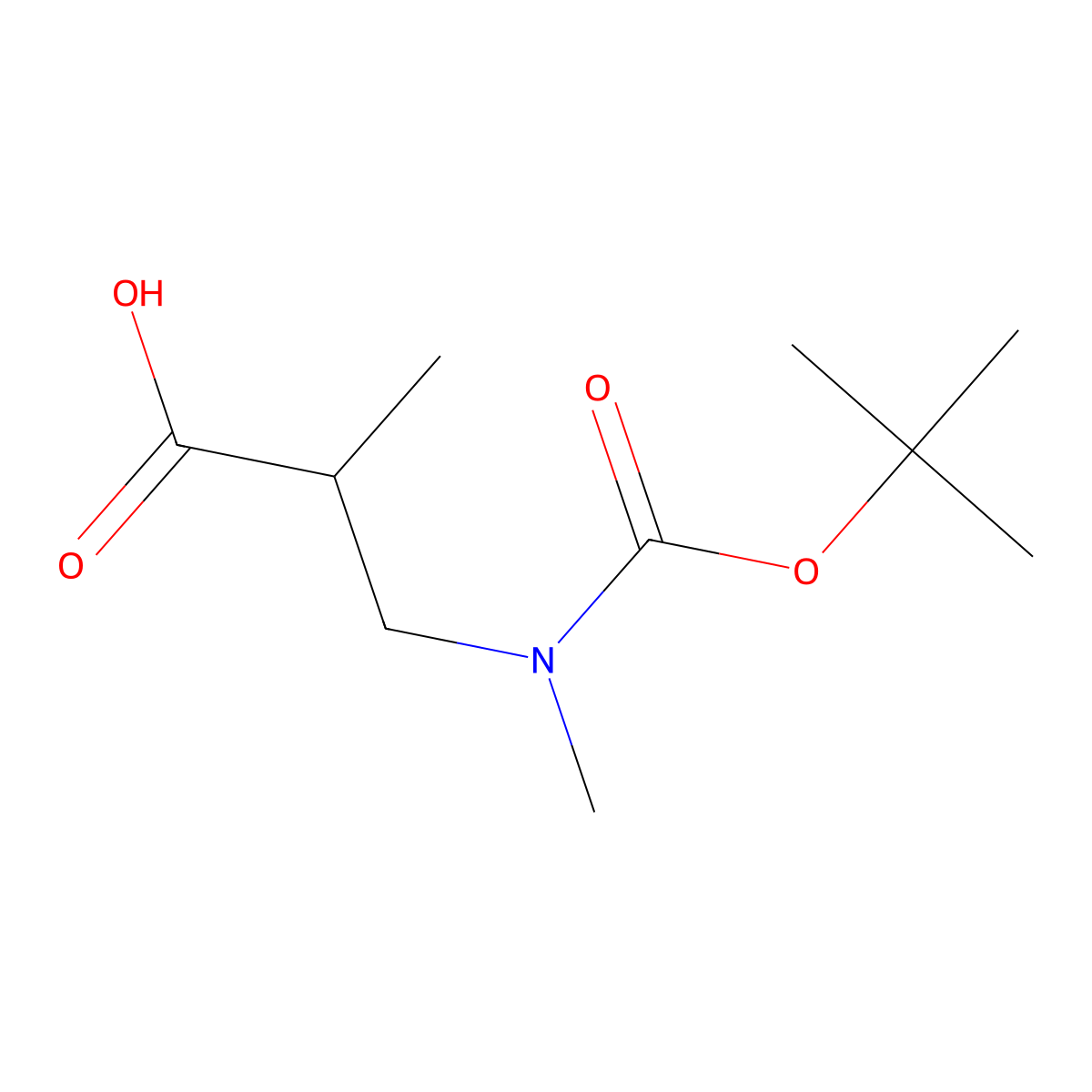 3-(((Tert-butoxy)carbonyl)(methyl)amino)-2-methylpropanoic acid molecular structure, CAS 1250447-76-7