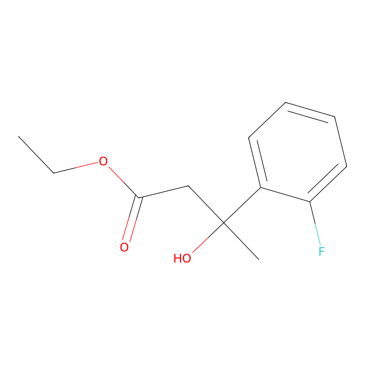 Ethyl 3-(2-fluorophenyl)-3-hydroxybutanoate molecular structure, CAS 1250480-12-6