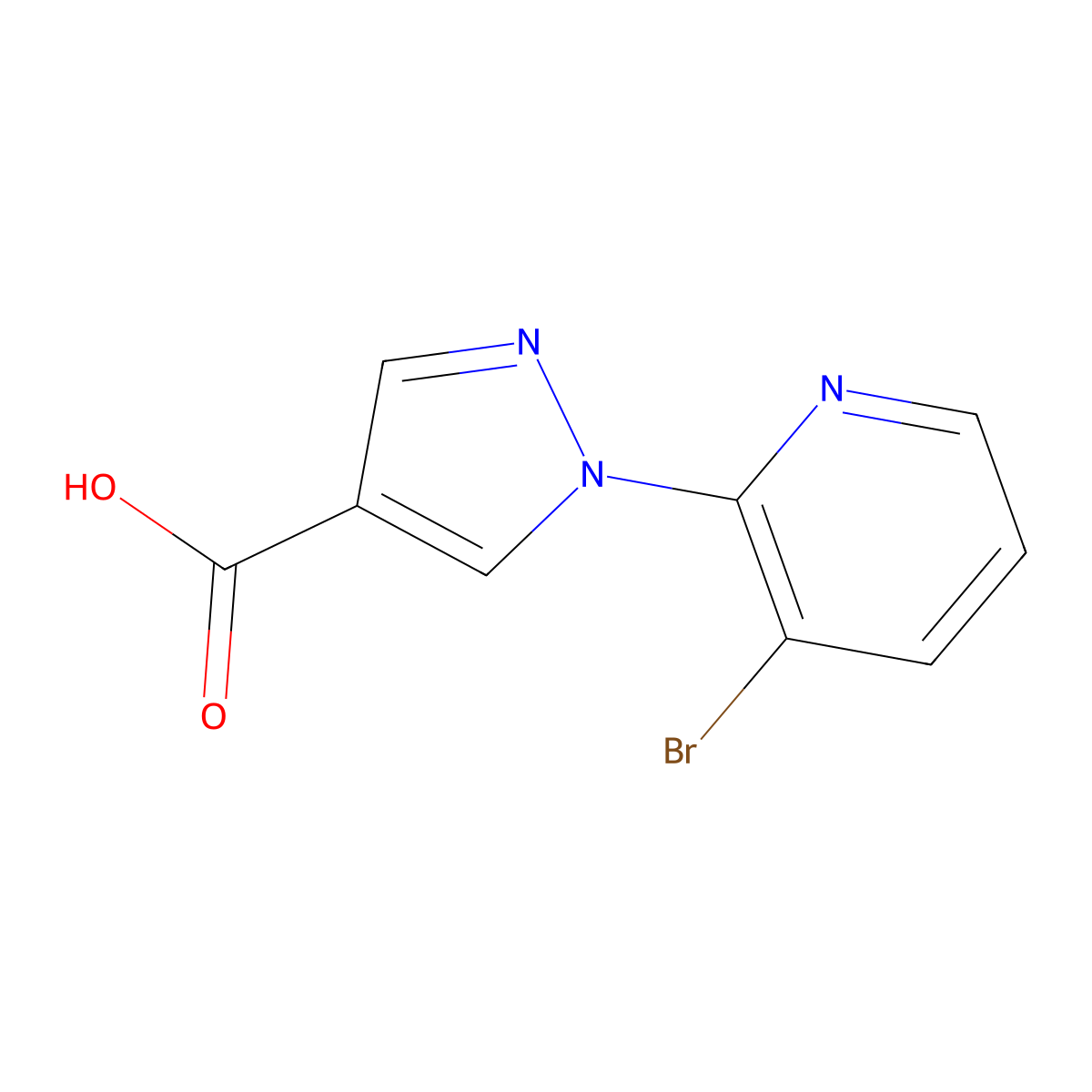 1-(3-bromopyridin-2-yl)-1H-pyrazole-4-carboxylic acid molecular structure, CAS 1250481-25-4