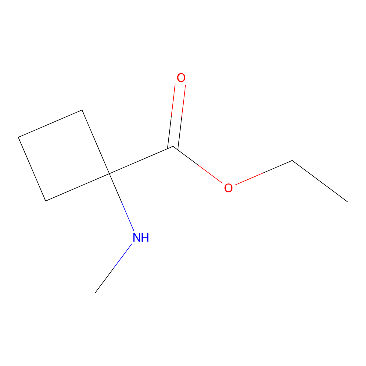Ethyl 1-(methylamino)cyclobutane-1-carboxylate molecular structure, CAS 1250486-45-3