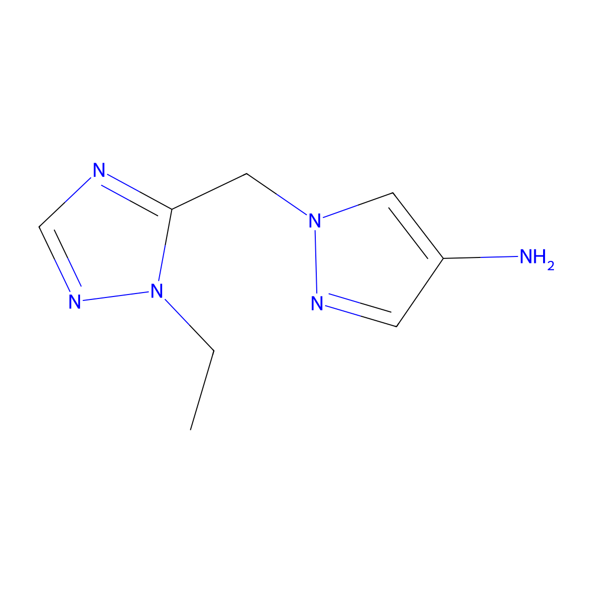 1-[(1-ethyl-1H-1,2,4-triazol-5-yl)methyl]-1H-pyrazol-4-amine molecular structure, CAS 1250491-95-2