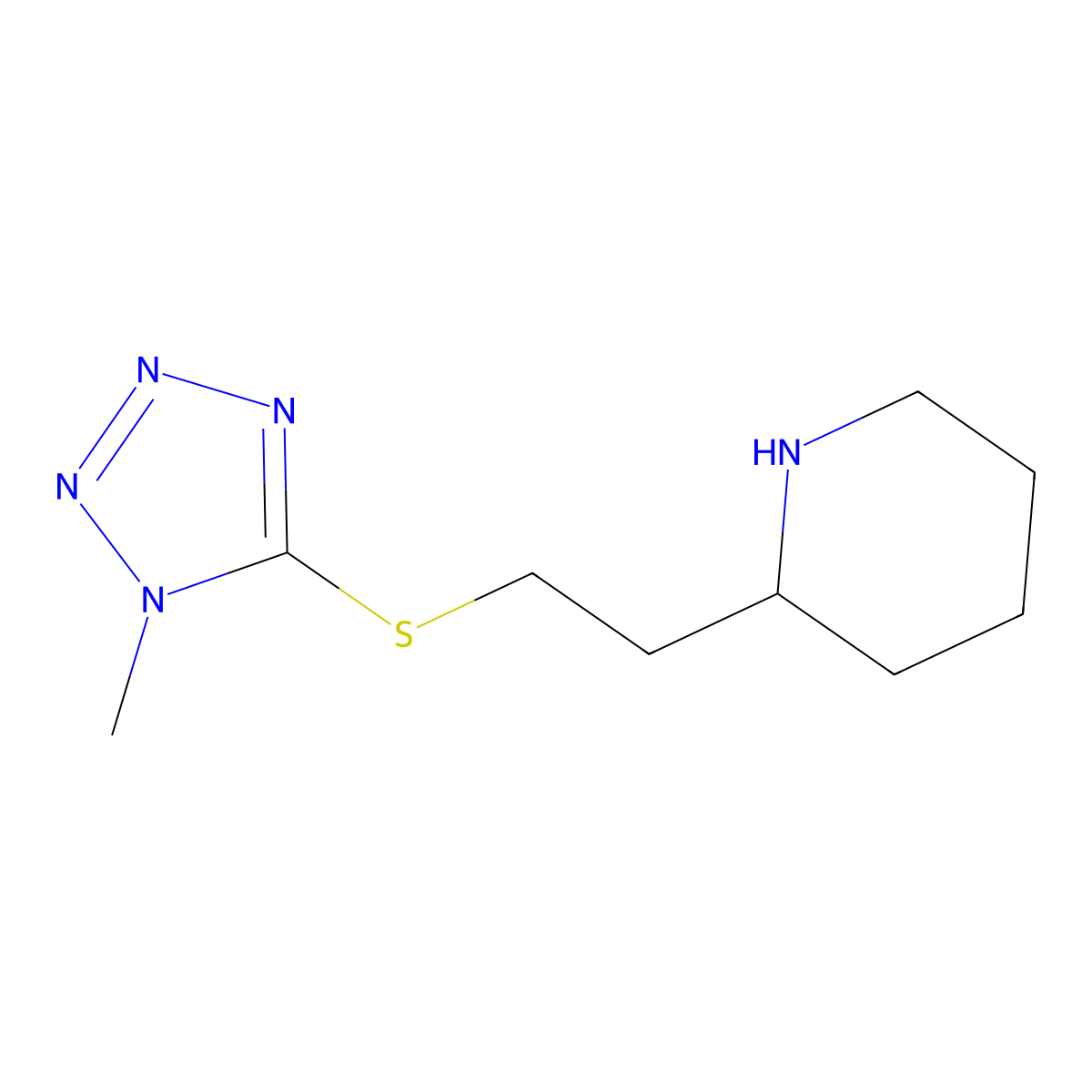 2-{2-[(1-methyl-1H-1,2,3,4-tetrazol-5-yl)sulfanyl]ethyl}piperidine molecular structure, CAS 1250499-07-0