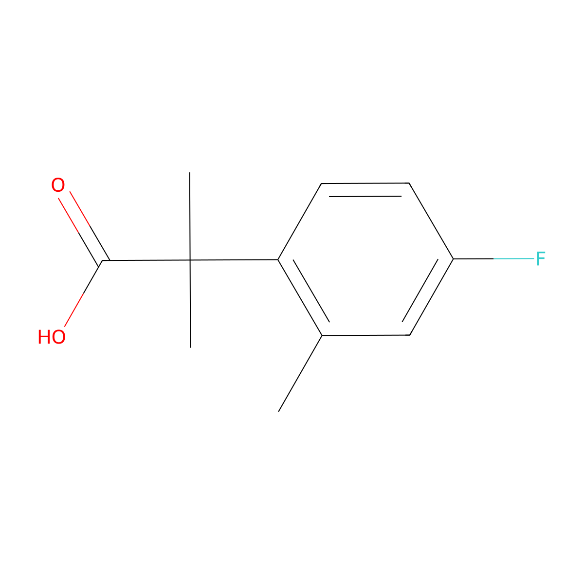 2-(4-Fluoro-2-methylphenyl)-2-methylpropanoic acid molecular structure, CAS 1250502-43-2