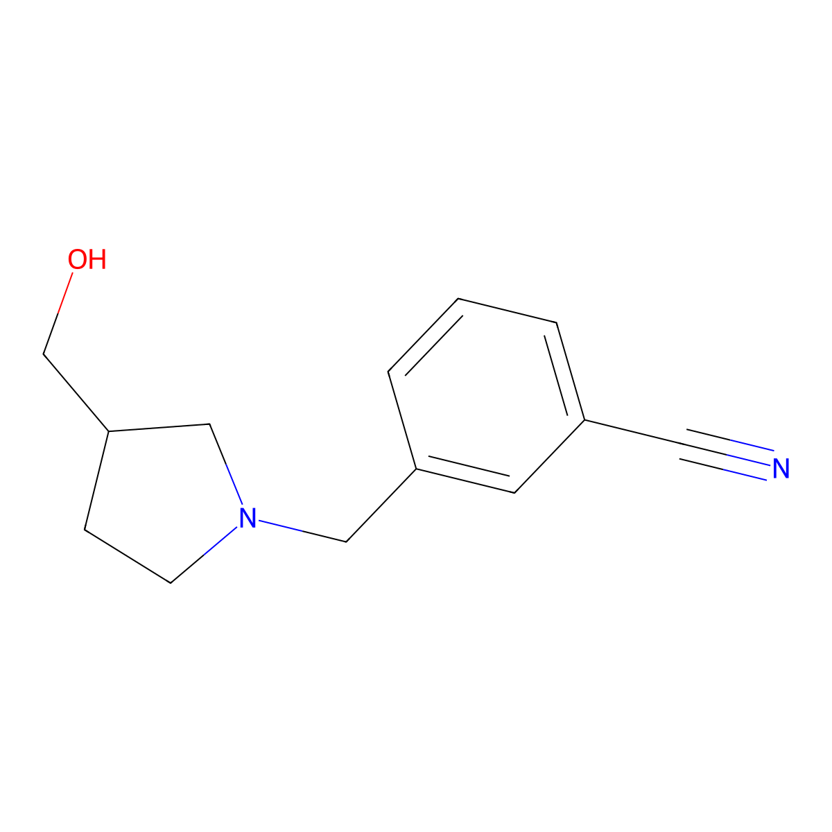 3-{[3-(Hydroxymethyl)pyrrolidin-1-yl]methyl}benzonitrile molecular structure, CAS 1250504-86-9
