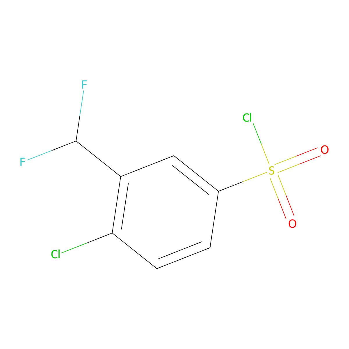 4-Chloro-3-(difluoromethyl)benzene-1-sulfonyl chloride molecular structure, CAS 1250506-18-3