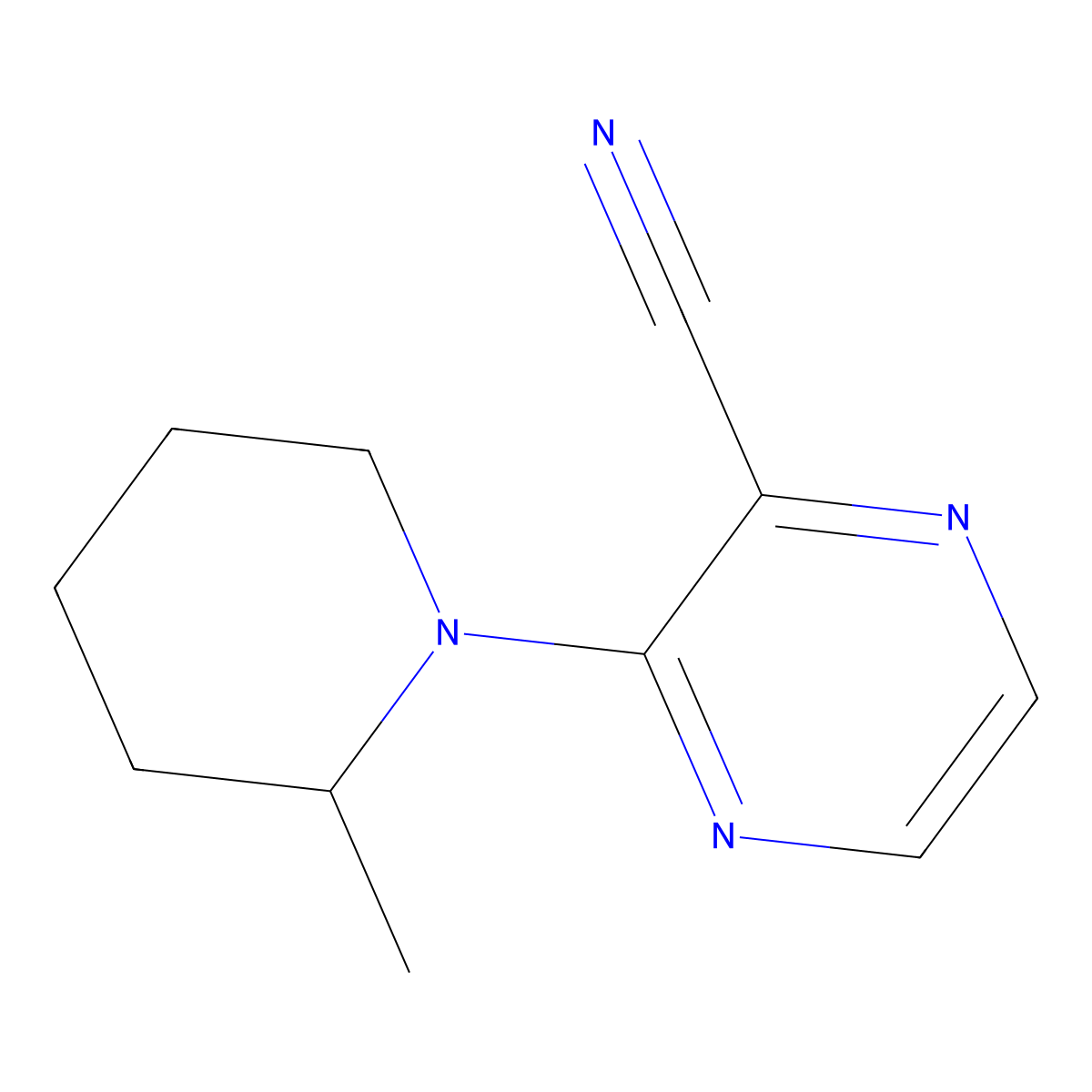 3-(2-Methylpiperidin-1-yl)pyrazine-2-carbonitrile molecular structure, CAS 1250507-10-8