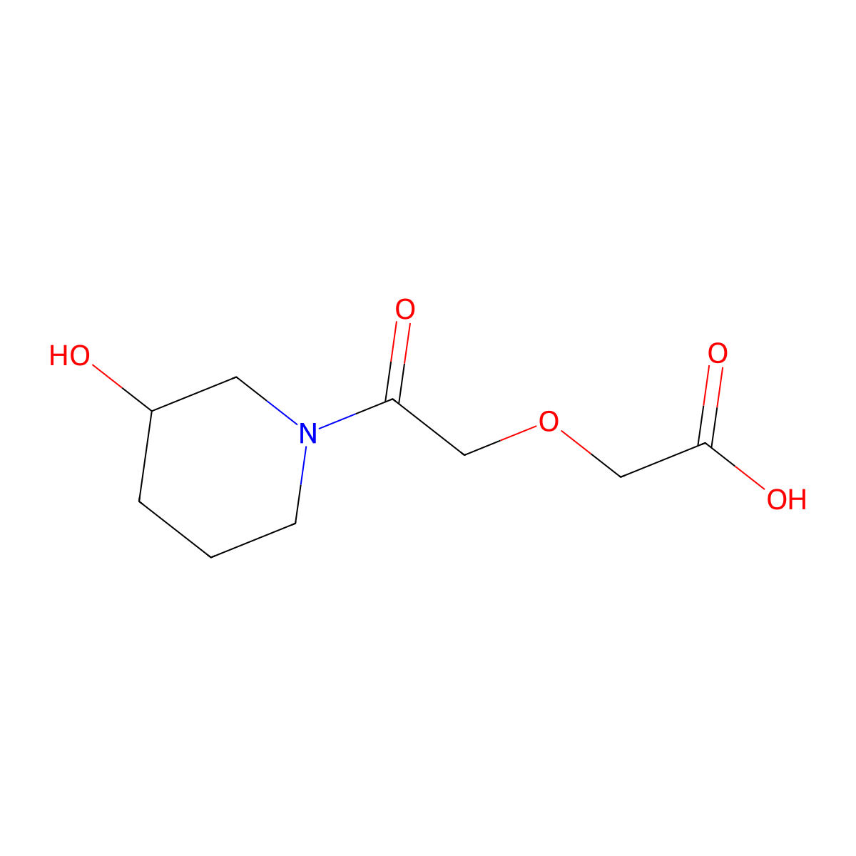 2-[2-(3-Hydroxypiperidin-1-yl)-2-oxoethoxy]acetic acid molecular structure, CAS 1250507-93-7