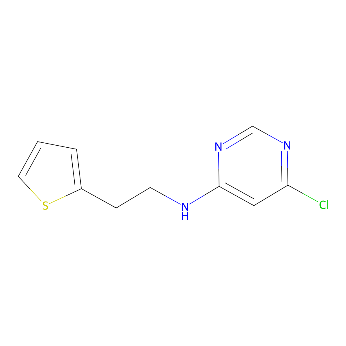 6-chloro-N-(2-(thiophen-2-yl)ethyl)pyrimidin-4-amine molecular structure, CAS 1250508-07-6