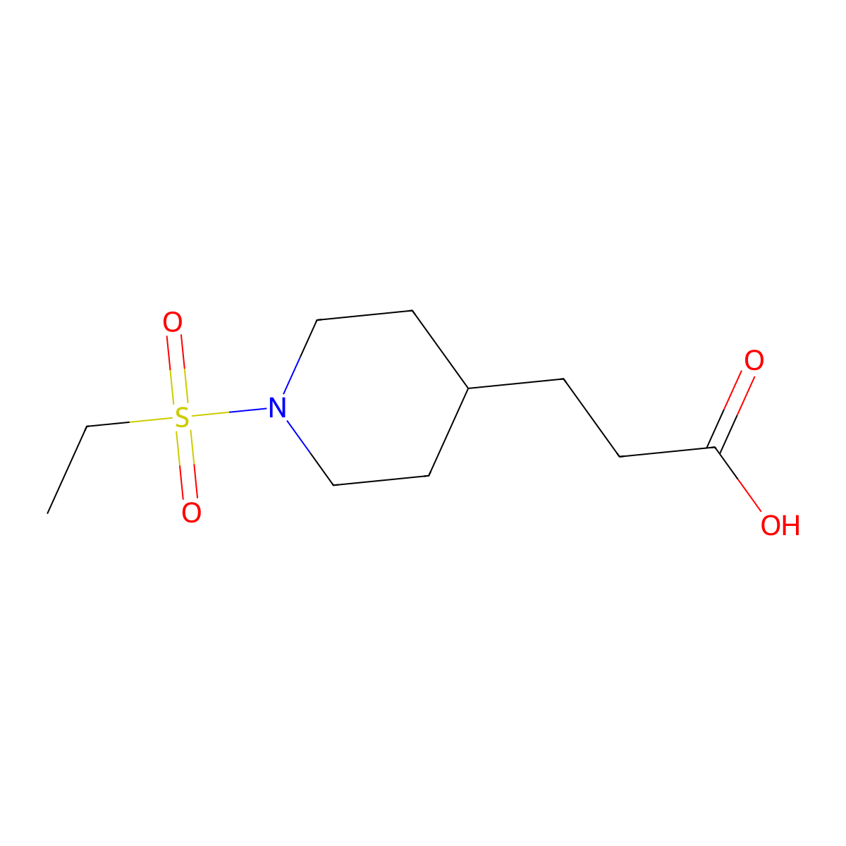 3-(1-Ethanesulfonyl-piperidin-4-yl)-propionic acid molecular structure, CAS 1250510-43-0