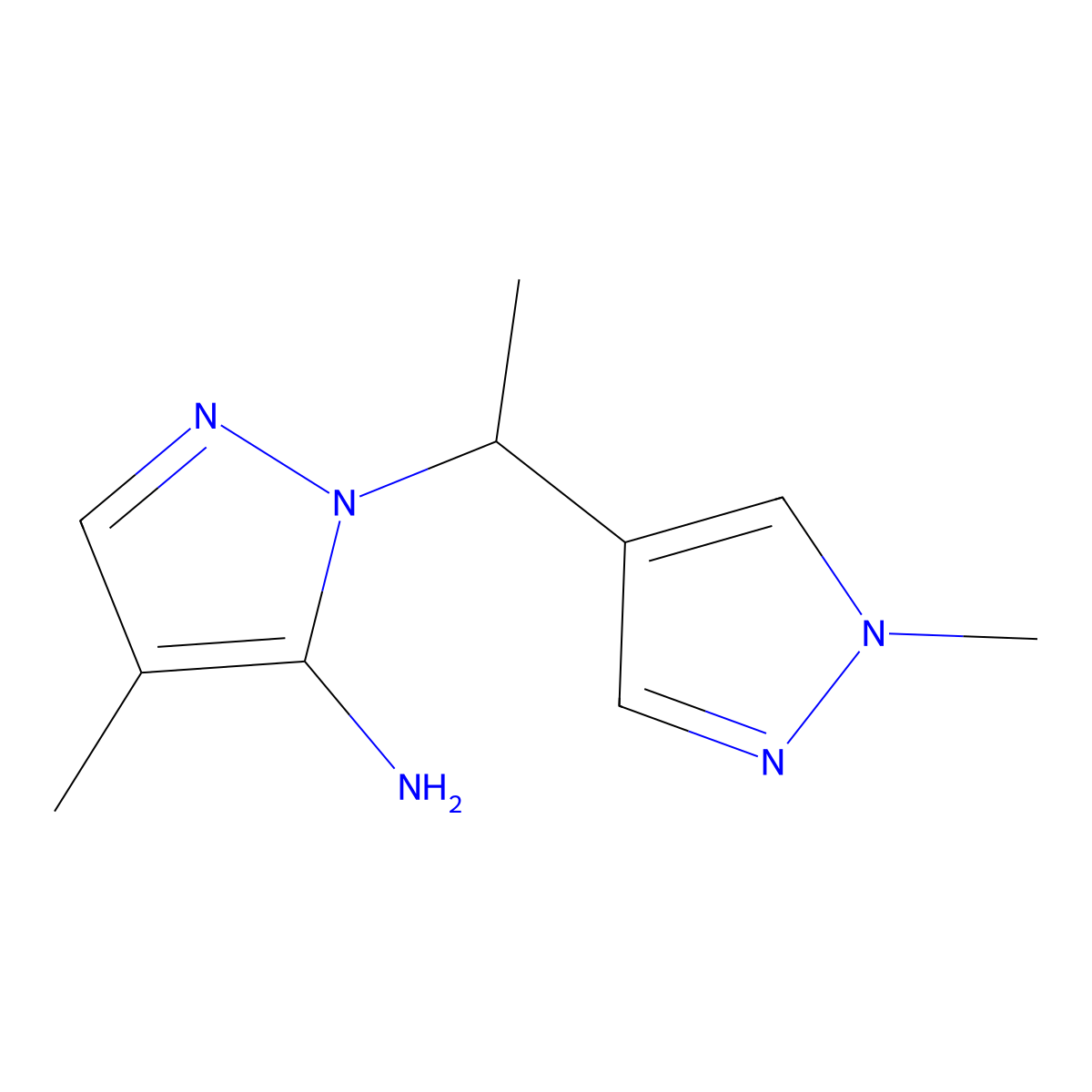 4-methyl-1-[1-(1-methyl-1H-pyrazol-4-yl)ethyl]-1H-pyrazol-5-amine molecular structure, CAS 1250515-64-0