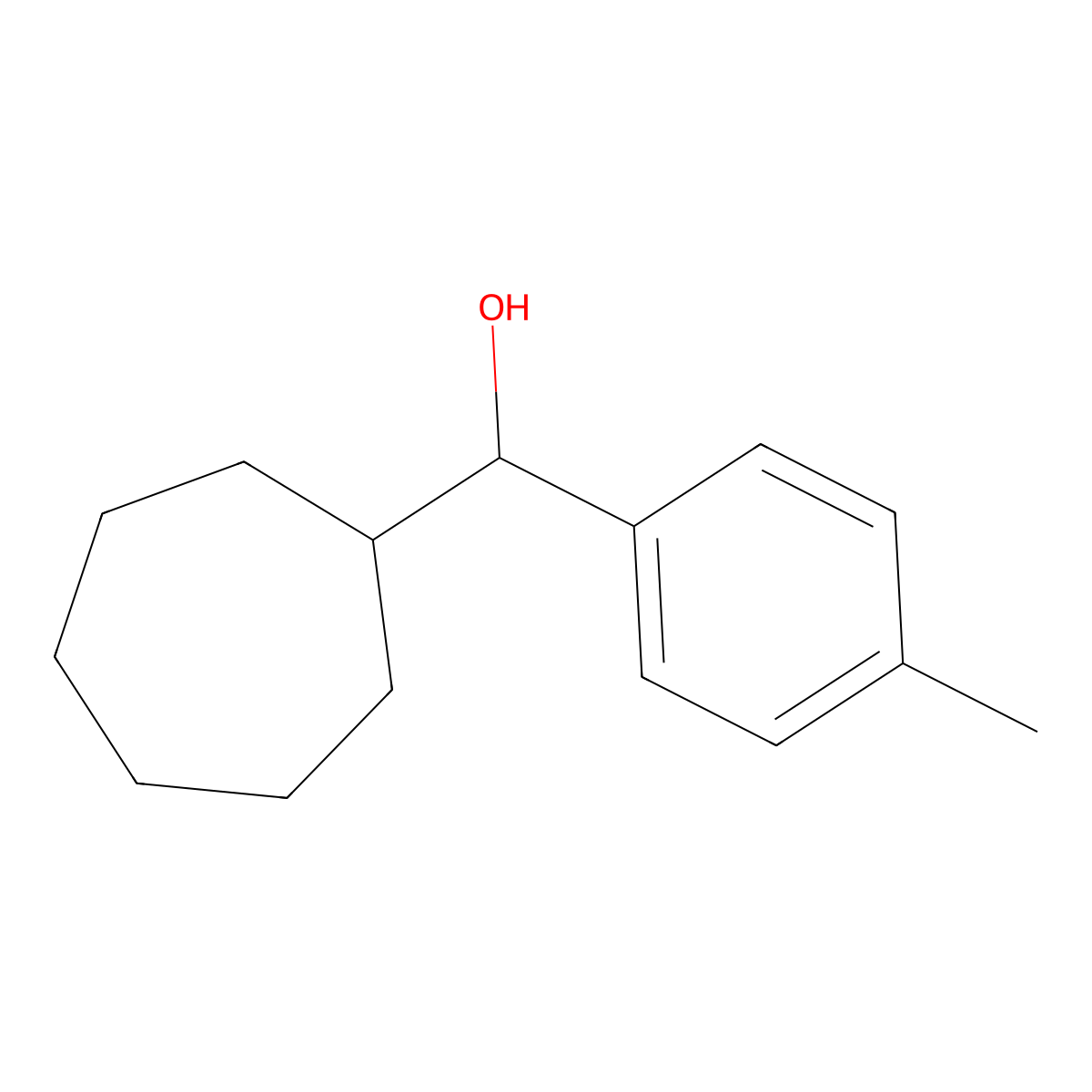 Cycloheptyl (4-methylphenyl)methanol molecular structure, CAS 1250516-21-2