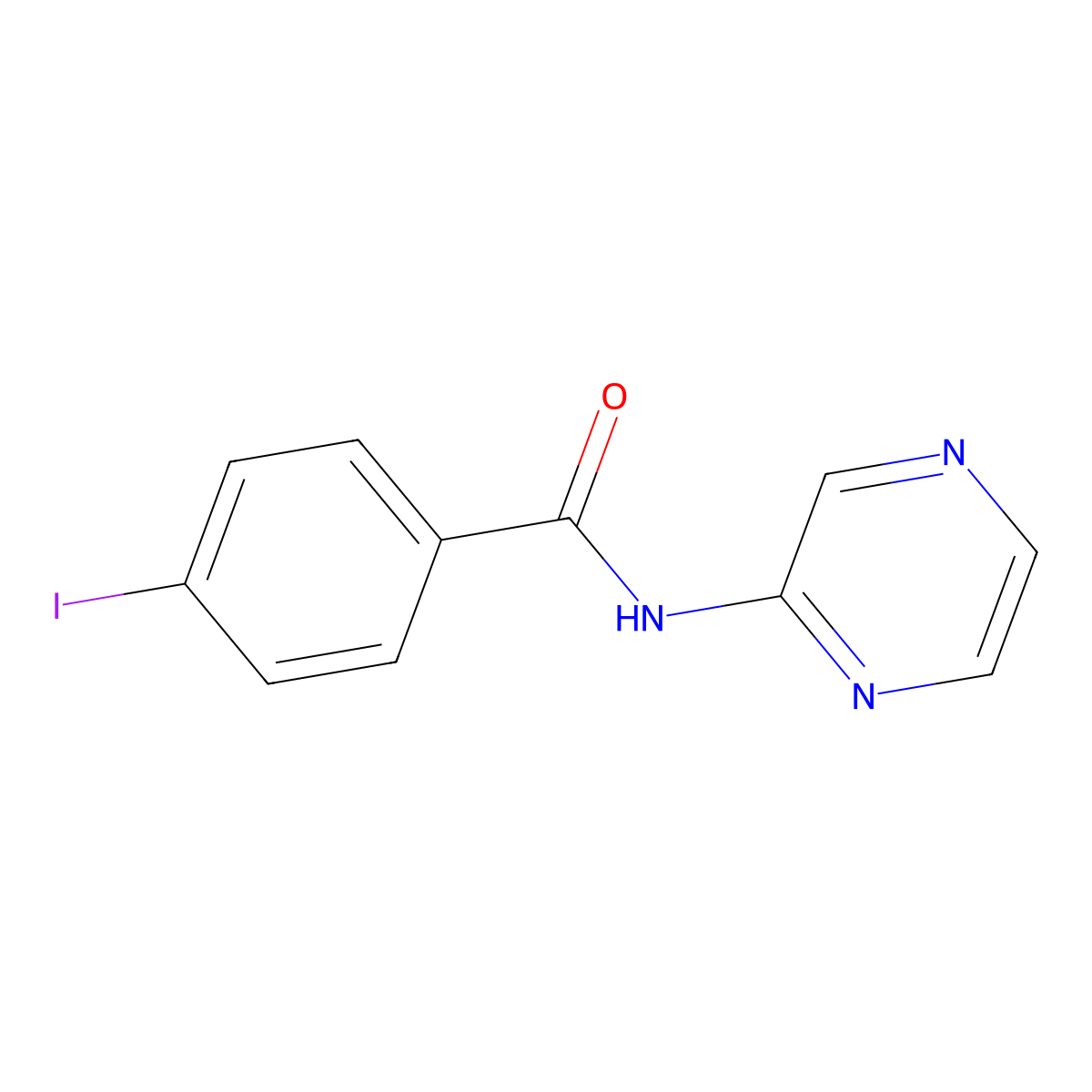4-iodo-N-(pyrazin-2-yl)benzamide molecular structure, CAS 1250516-70-1