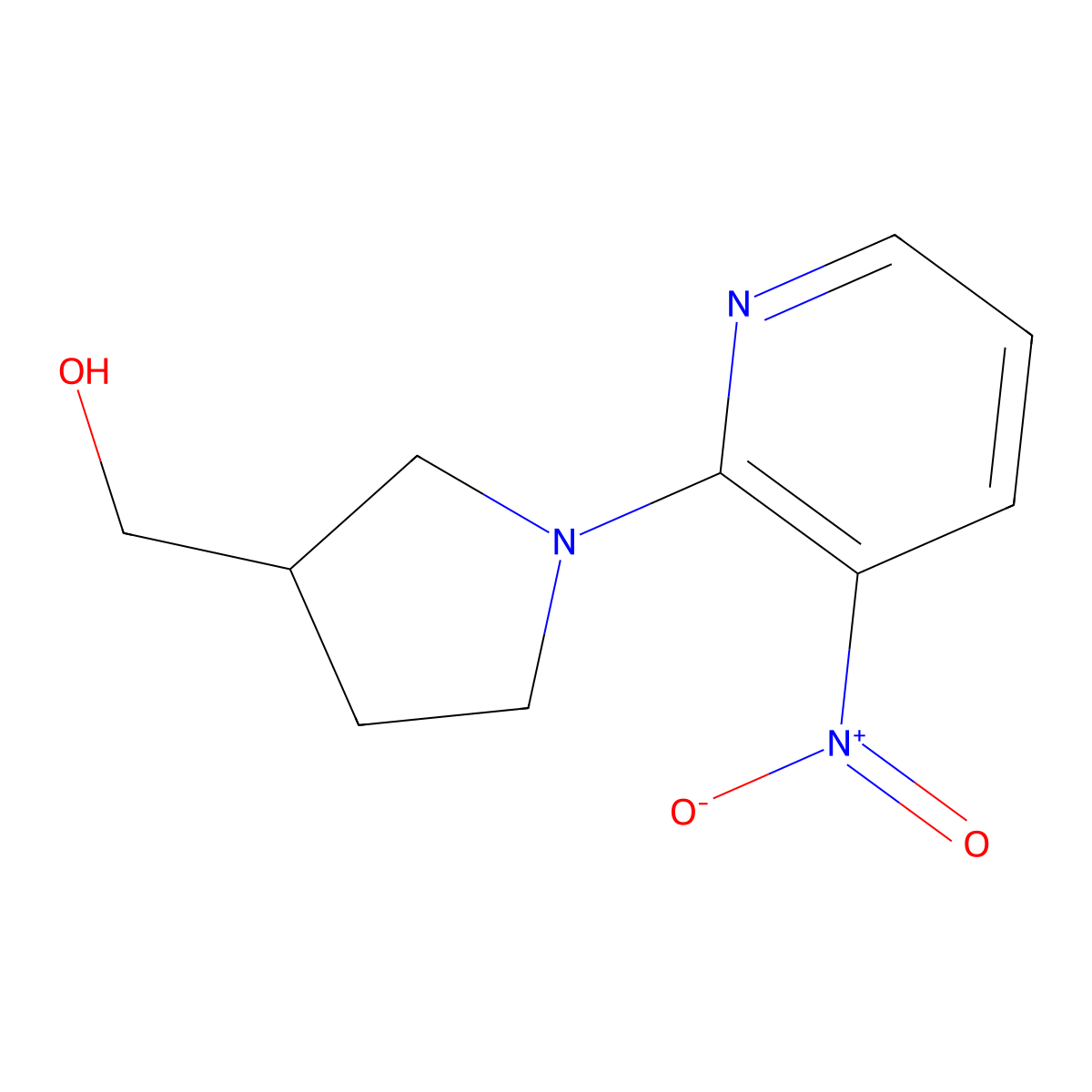 (1-(3-Nitropyridin-2-yl)pyrrolidin-3-yl)methanol molecular structure, CAS 1250516-98-3