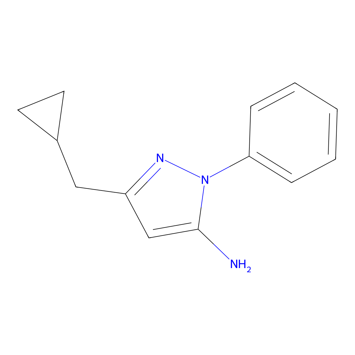 3-(cyclopropylmethyl)-1-phenyl-1H-pyrazol-5-amine molecular structure, CAS 1250517-20-4