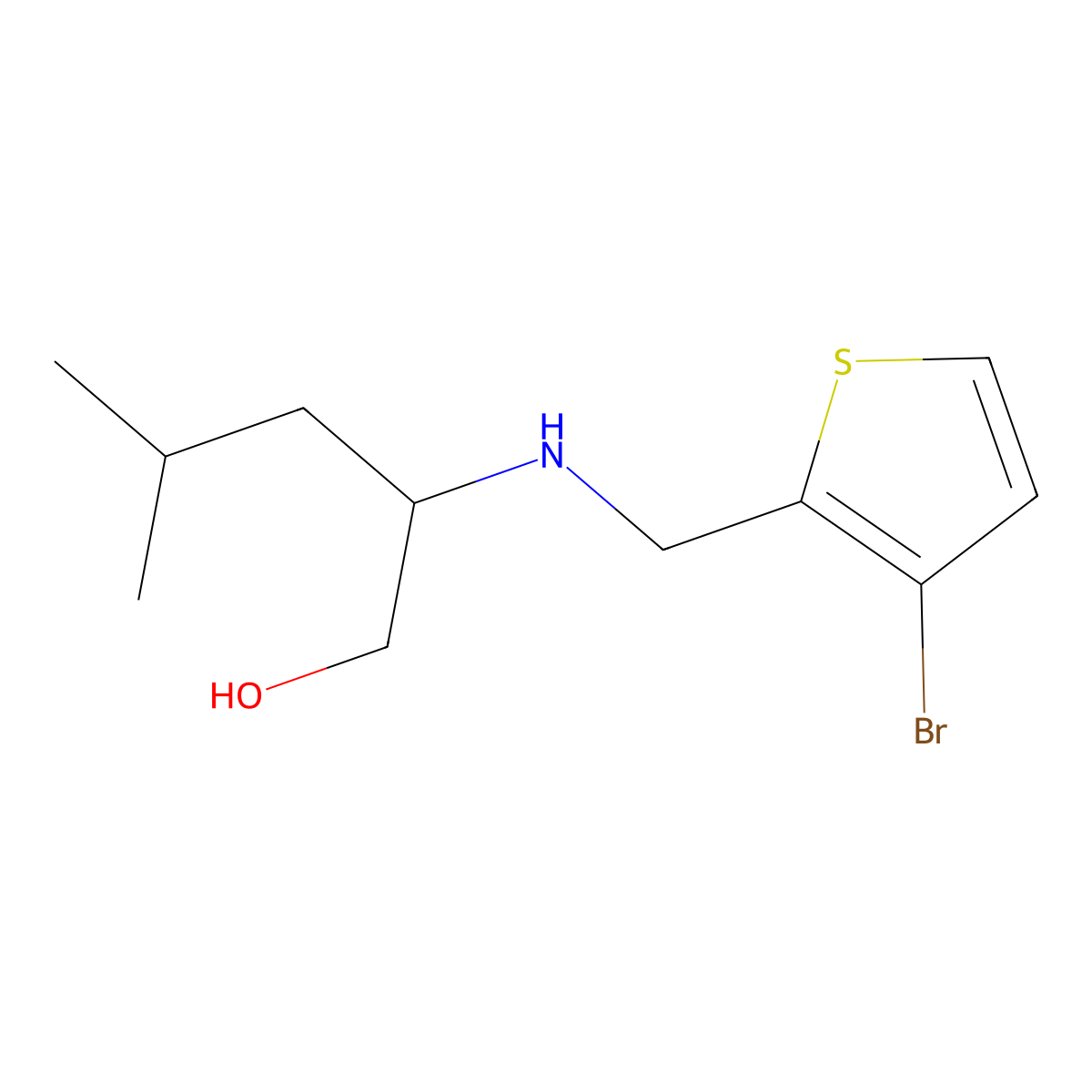 2-{[(3-Bromothiophen-2-yl)methyl]amino}-4-methylpentan-1-ol molecular structure, CAS 1250519-18-6