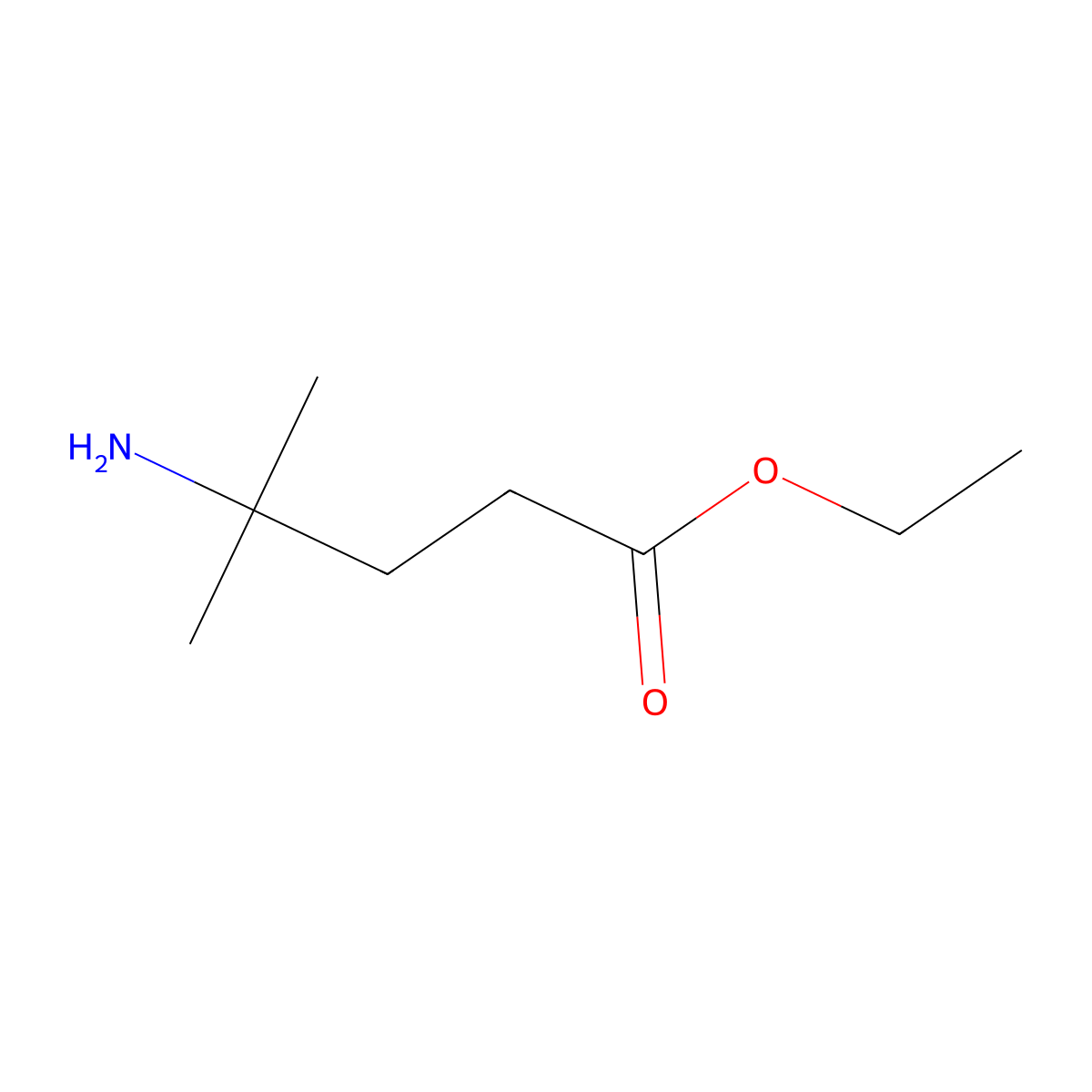 Ethyl 4-amino-4-methylpentanoate molecular structure, CAS 1250519-23-3