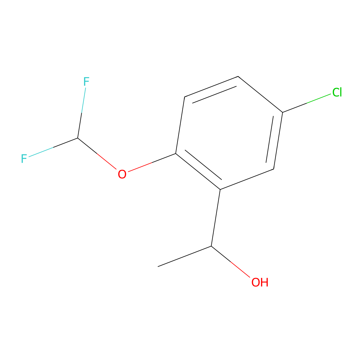 1-[5-Chloro-2-(difluoromethoxy)phenyl]ethan-1-ol molecular structure, CAS 1250521-60-8