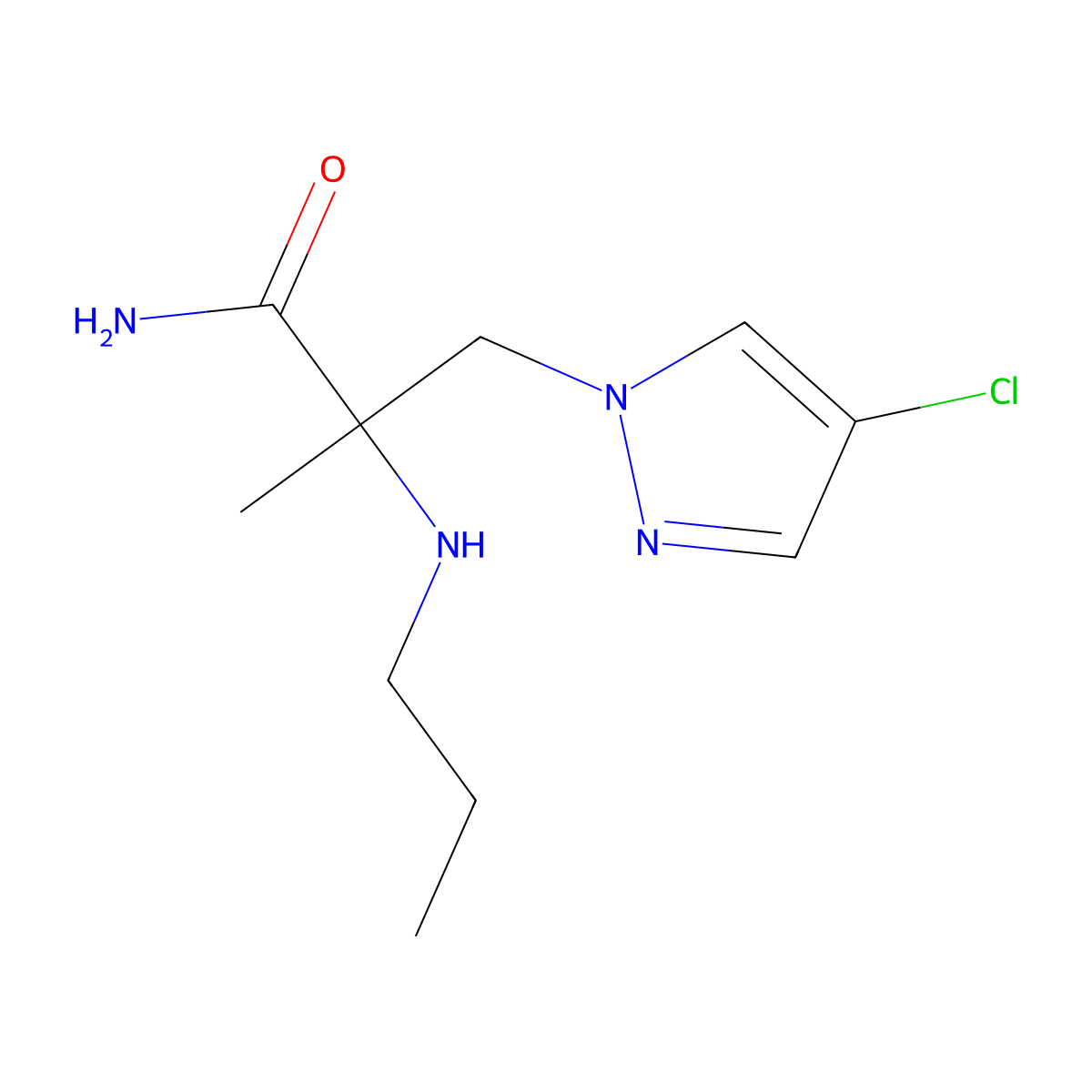 3-(4-Chloro-1h-pyrazol-1-yl)-2-methyl-2-(propylamino)propanamide molecular structure, CAS 1250522-79-2