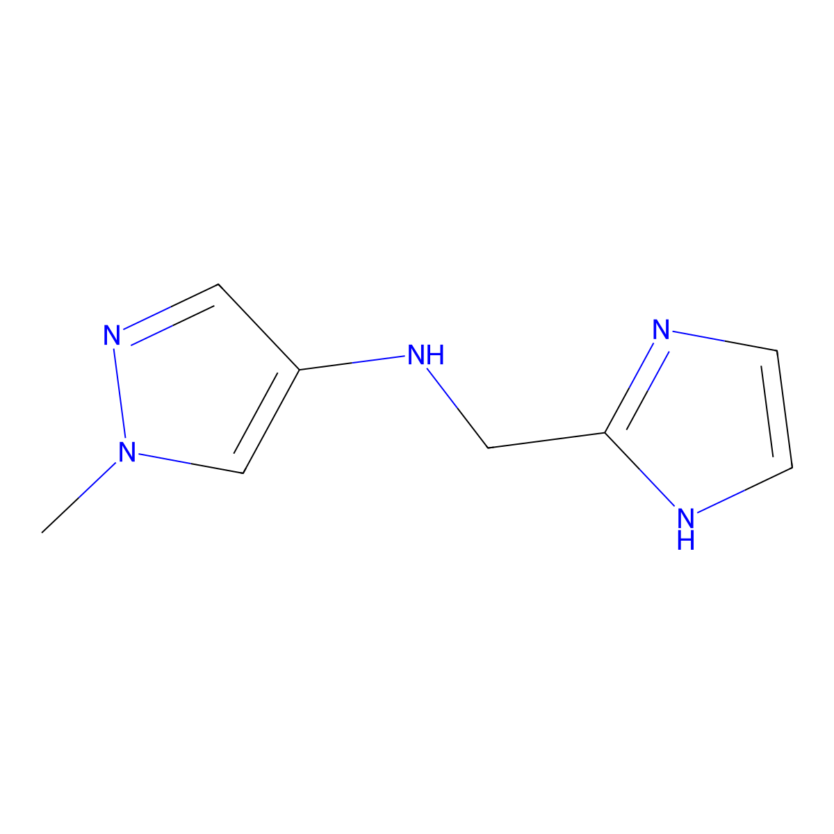 N-[(1H-imidazol-2-yl)methyl]-1-methyl-1H-pyrazol-4-amine molecular structure, CAS 1250527-05-9