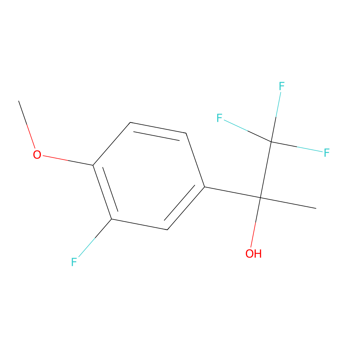 3-Fluoro-4-methoxy-alpha-methyl-alpha-(trifluoromethyl)benZenemethanol molecular structure, CAS 1250527-66-2
