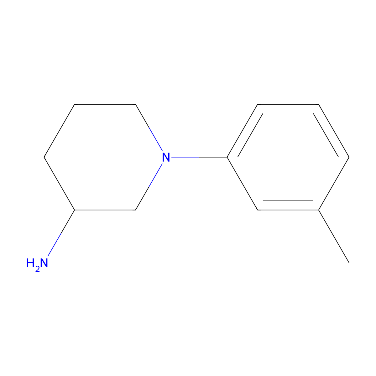 1-(3-Methylphenyl)piperidin-3-amine molecular structure, CAS 1250533-73-3