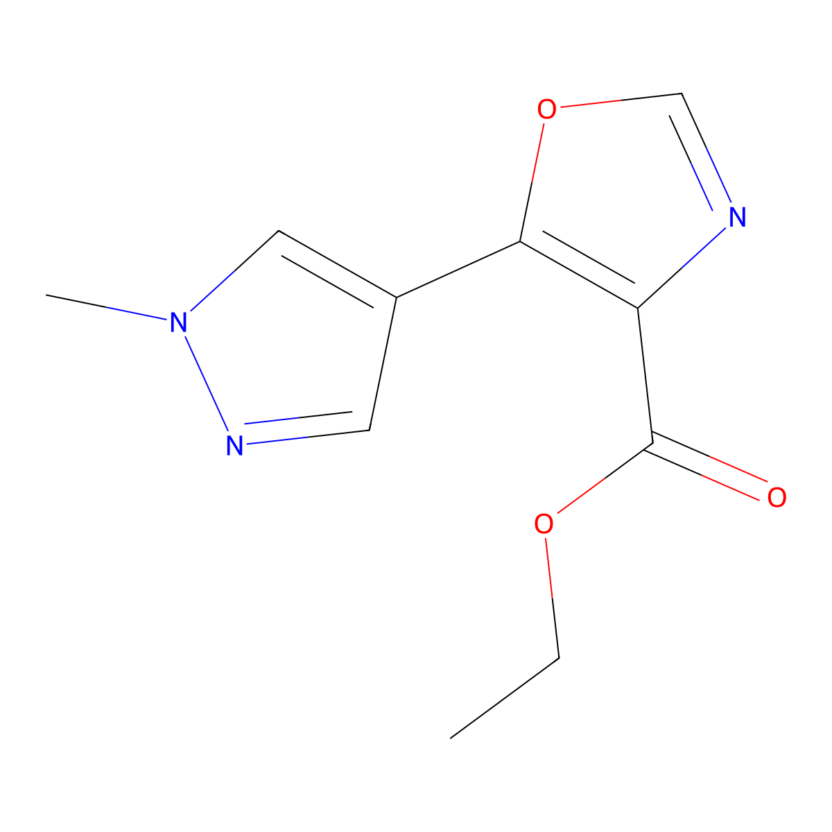 ethyl 5-(1-methyl-1H-pyrazol-4-yl)-1,3-oxazole-4-carboxylate molecular structure, CAS 1250535-53-5