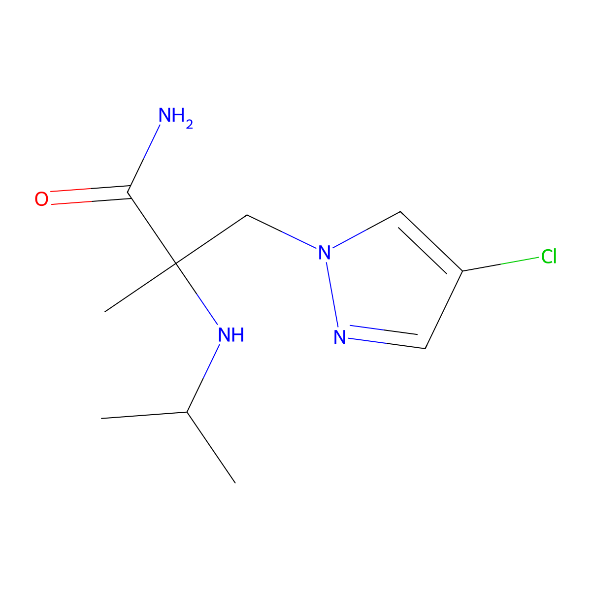 3-(4-Chloro-1h-pyrazol-1-yl)-2-(isopropylamino)-2-methylpropanamide molecular structure, CAS 1250539-59-3