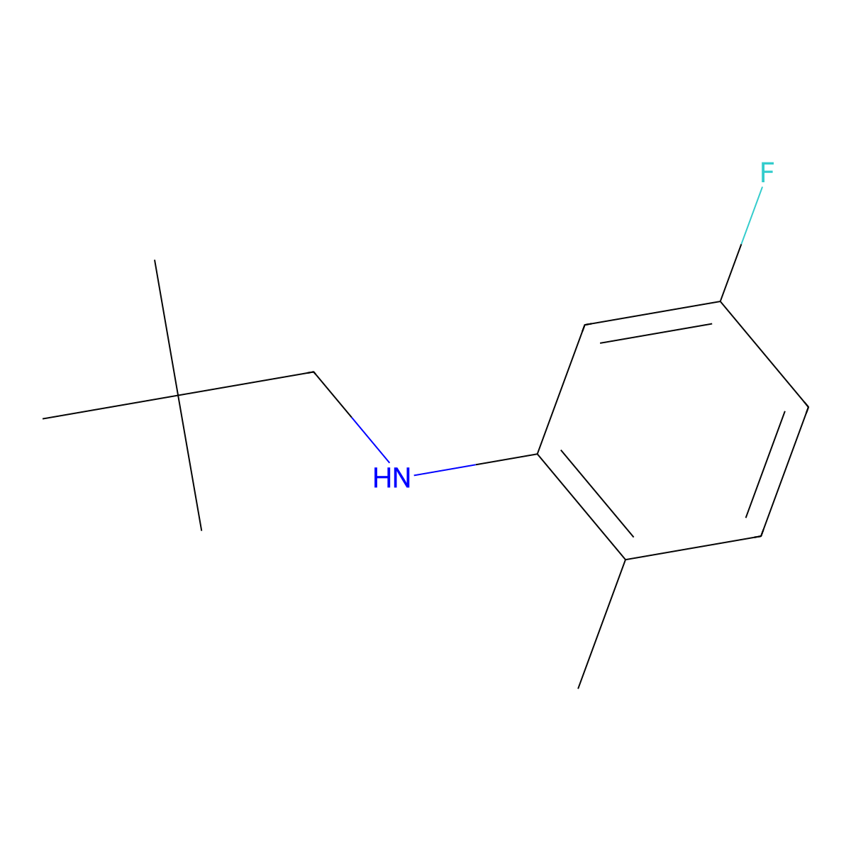 N-(2,2-dimethylpropyl)-5-fluoro-2-methylaniline molecular structure, CAS 1250540-28-3