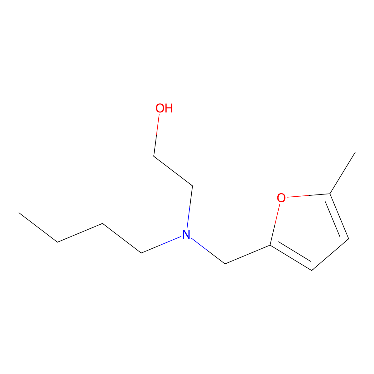 2-(Butyl((5-methylfuran-2-yl)methyl)amino)ethan-1-ol molecular structure, CAS 1250542-36-9
