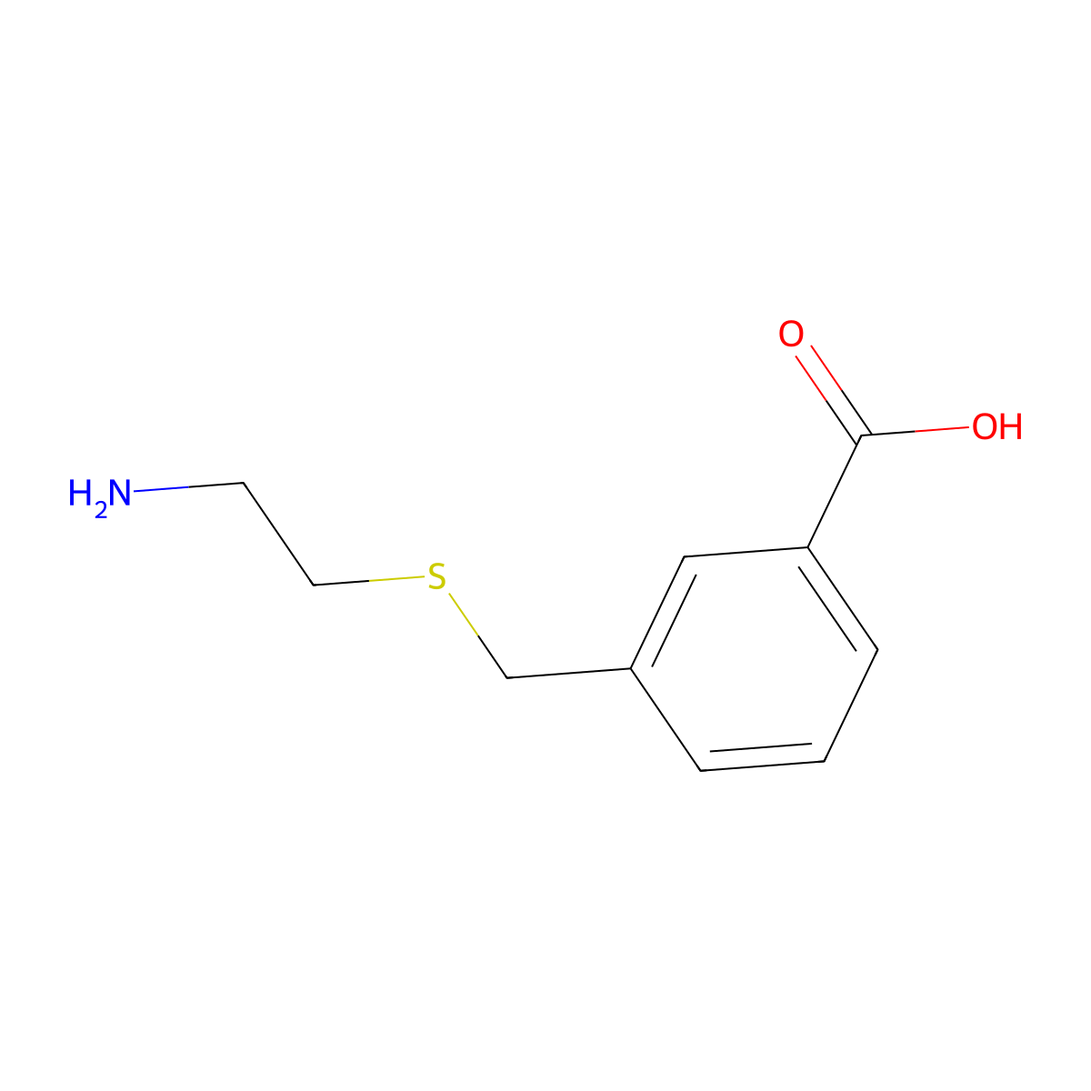 3-{[(2-Aminoethyl)sulfanyl]methyl}benzoic acid molecular structure, CAS 1250543-64-6