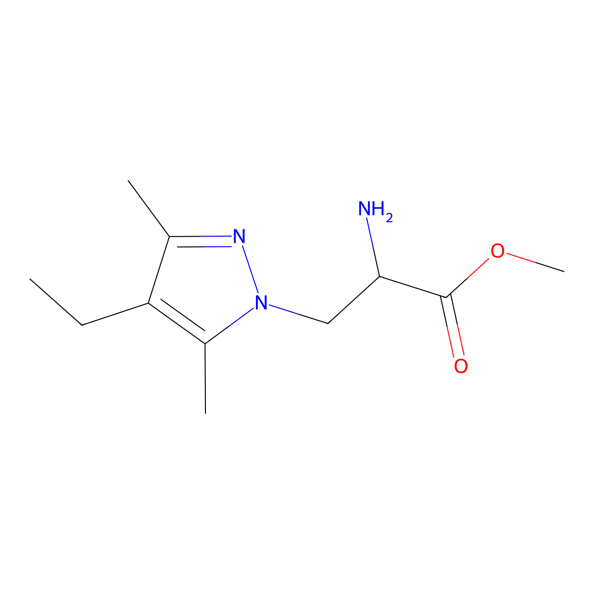 Methyl 2-amino-3-(4-ethyl-3,5-dimethyl-1h-pyrazol-1-yl)propanoate molecular structure, CAS 1250543-83-9