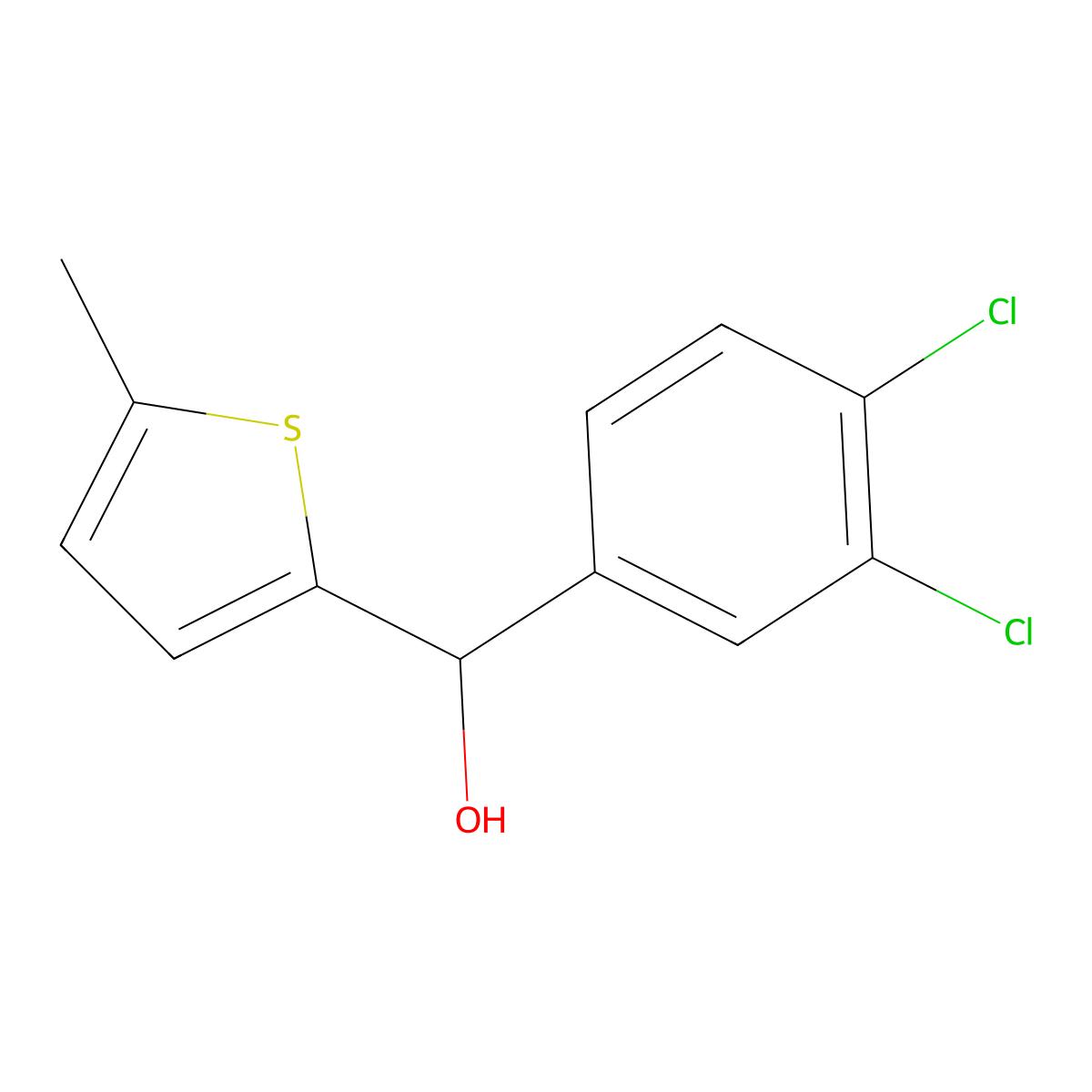 (3,4-Dichlorophenyl)(5-methylthiophen-2-yl)methanol molecular structure, CAS 1250544-44-5