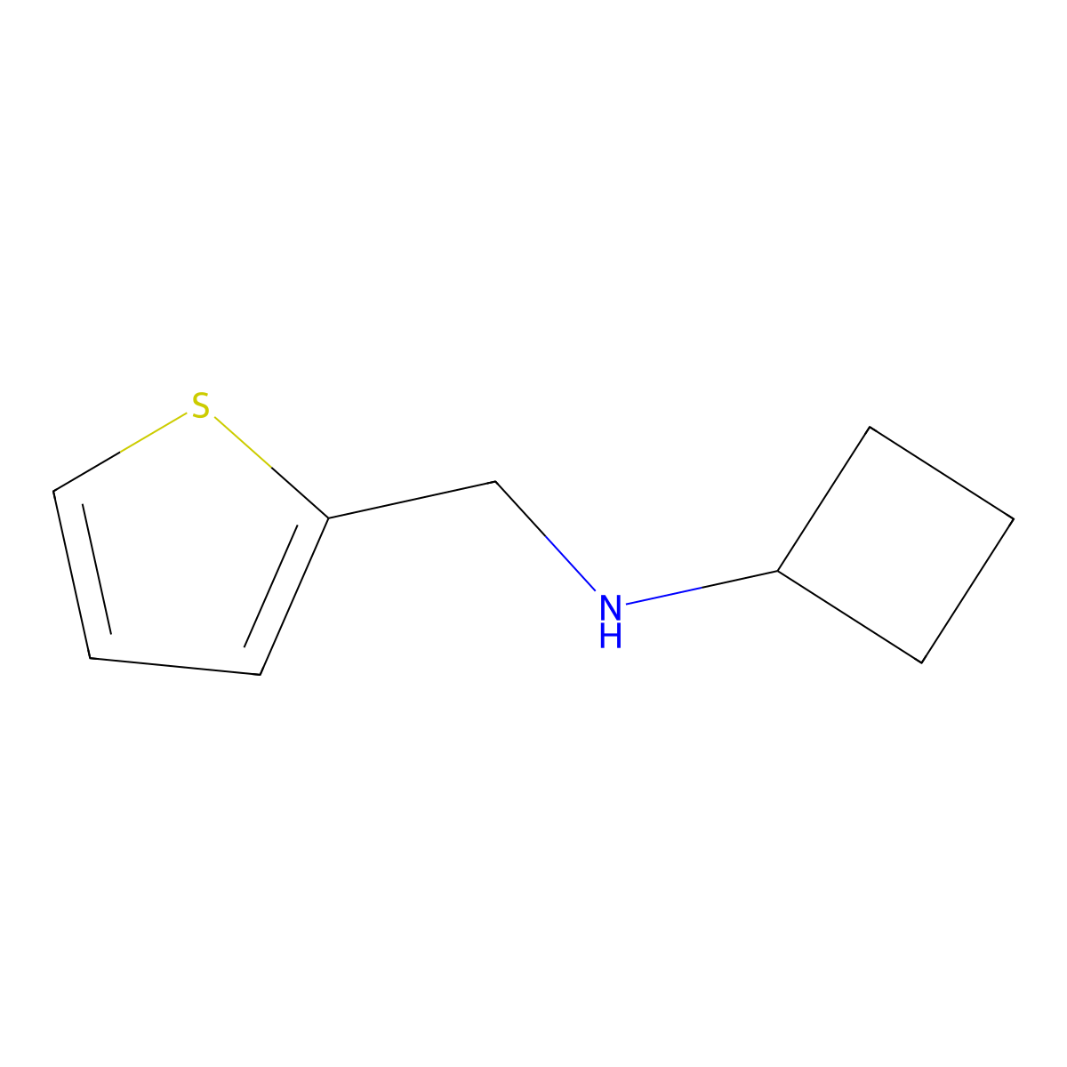 N-(thiophen-2-ylmethyl)cyclobutanamine molecular structure, CAS 1250544-65-0