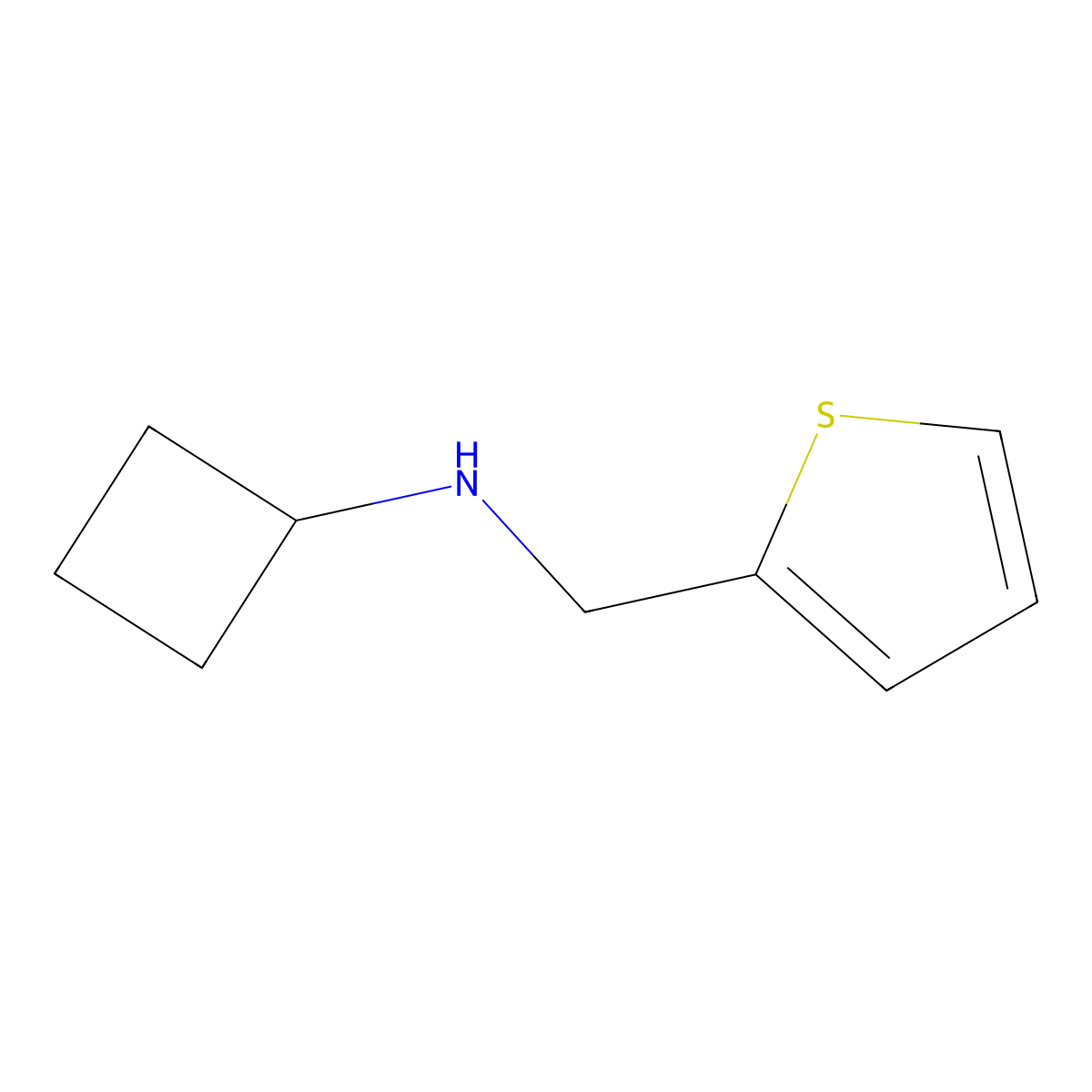 N-(thiophen-2-ylmethyl)cyclobutanamine molecular structure, CAS 1250544-65-0