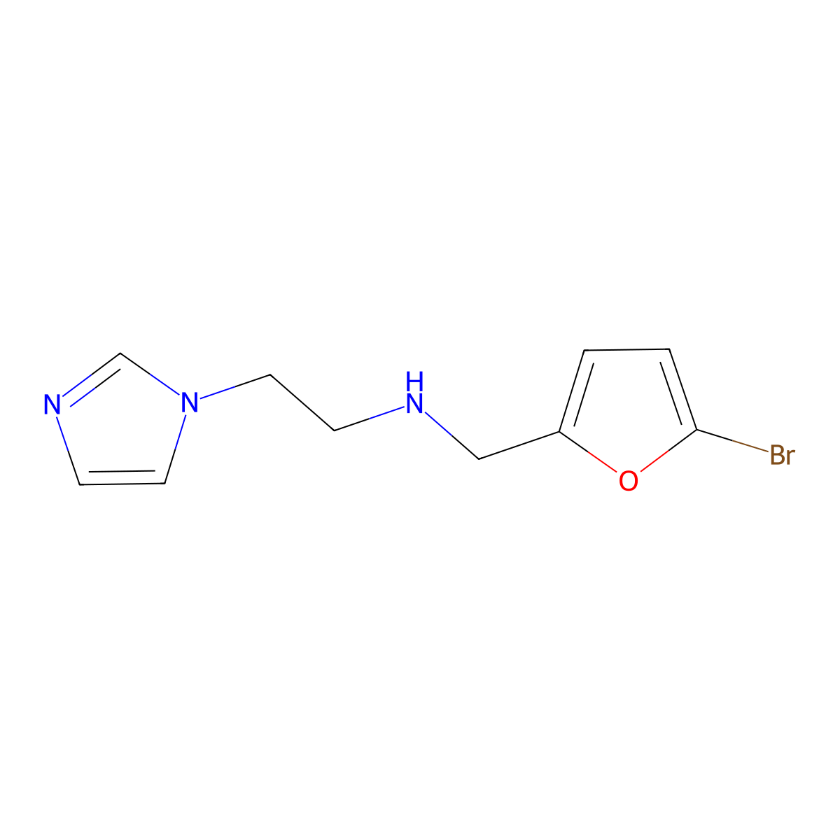 ((5-bromofuran-2-yl)methyl)(2-(1H-imidazol-1-yl)ethyl)amine molecular structure, CAS 1250546-29-2