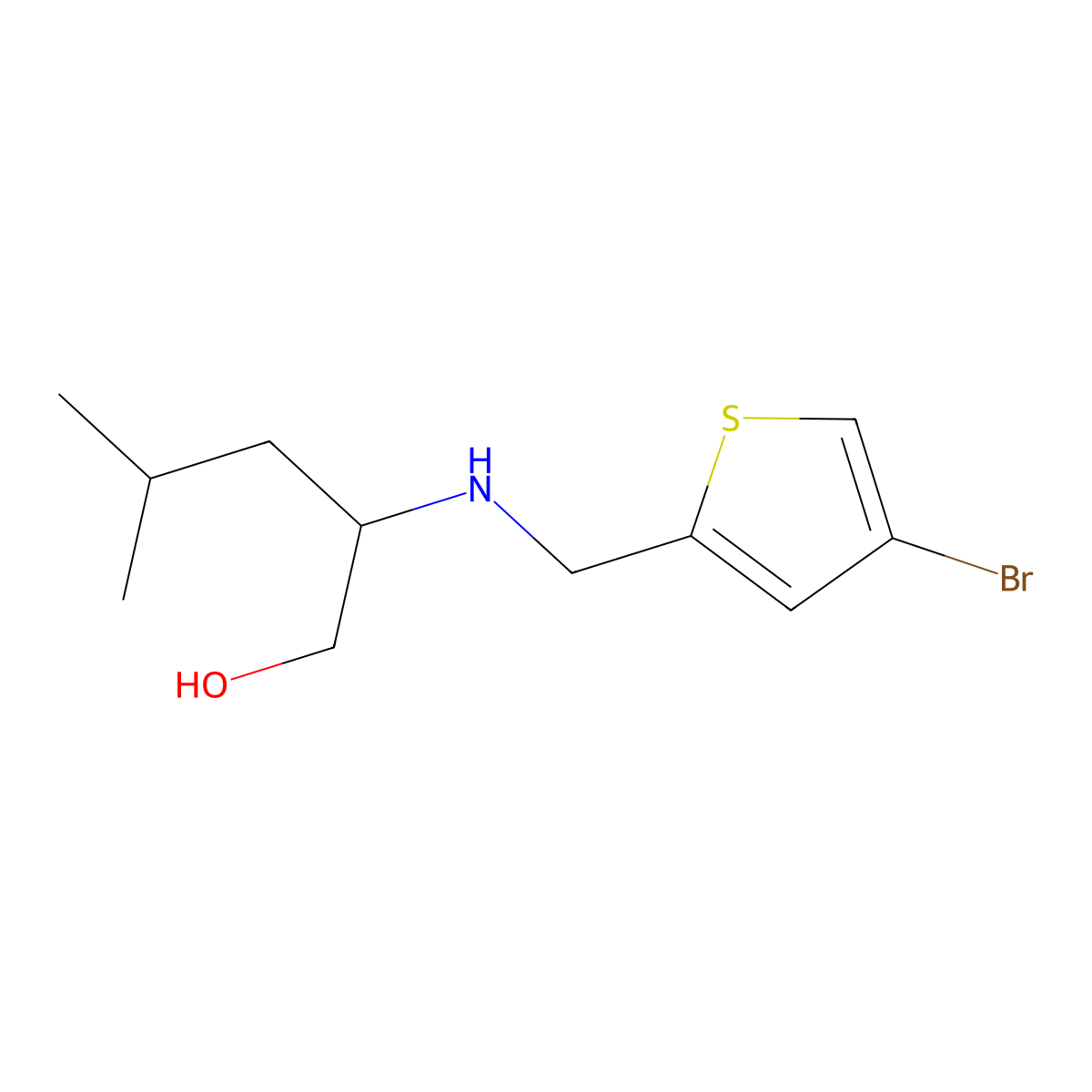 2-{[(4-Bromothiophen-2-yl)methyl]amino}-4-methylpentan-1-ol molecular structure, CAS 1250547-75-1