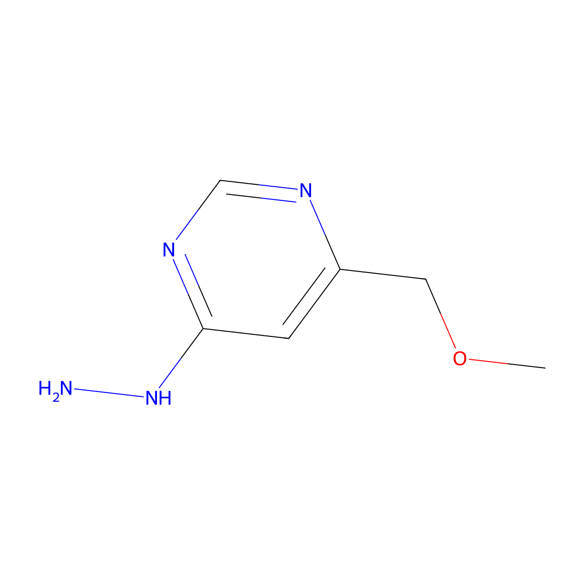 4-Hydrazinyl-6-(methoxymethyl)pyrimidine molecular structure, CAS 1250551-30-4