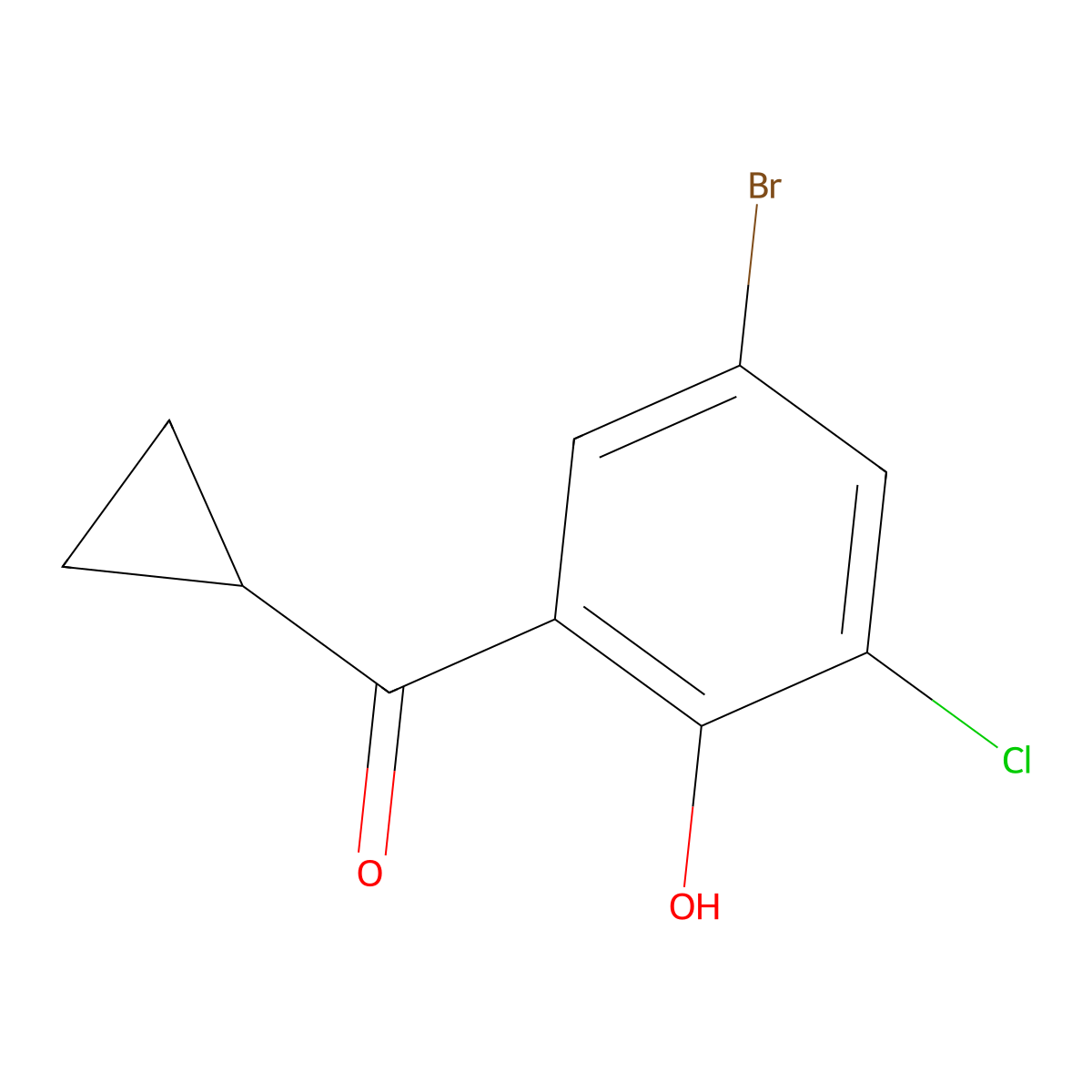 4-Bromo-2-chloro-6-cyclopropanecarbonylphenol molecular structure, CAS 1250551-39-3
