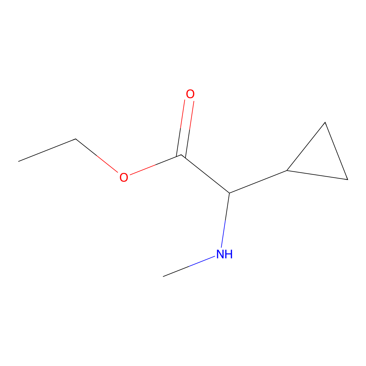 Ethyl 2-cyclopropyl-2-(methylamino)acetate molecular structure, CAS 1250552-06-7