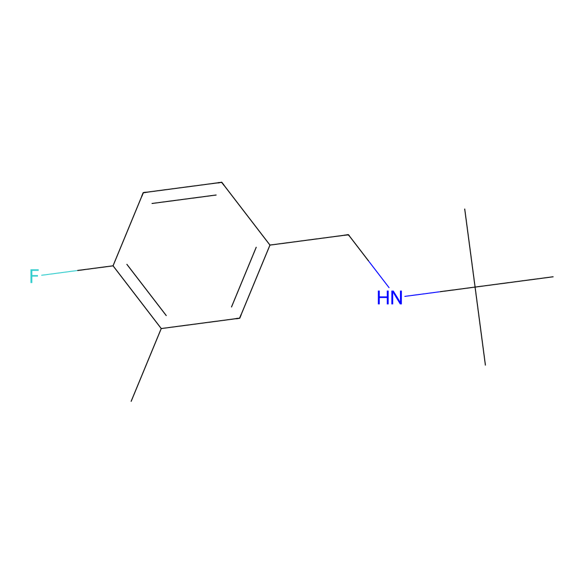Tert-butyl[(4-fluoro-3-methylphenyl)methyl]amine molecular structure, CAS 1250552-53-4