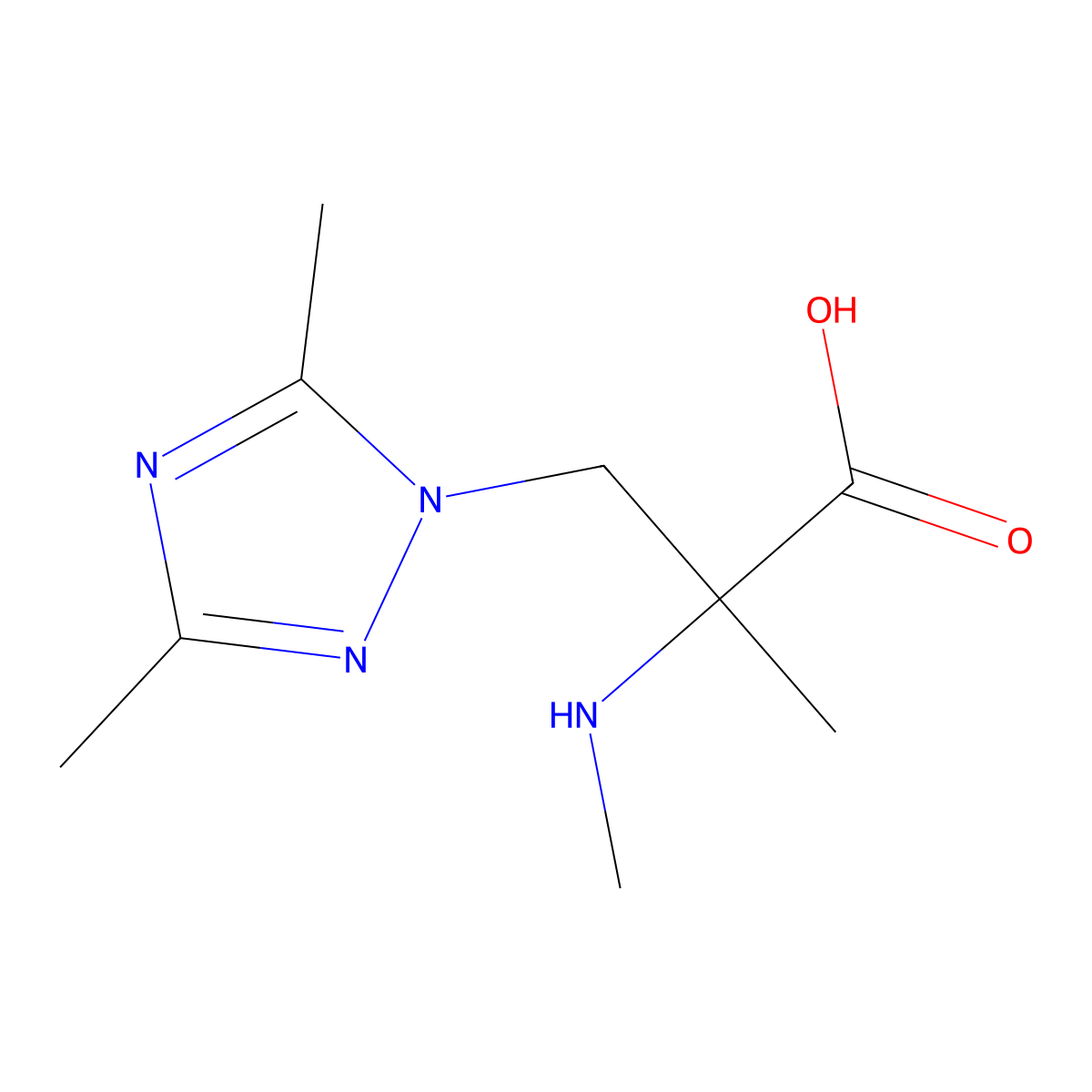 3-(dimethyl-1H-1,2,4-triazol-1-yl)-2-methyl-2-(methylamino)propanoic acid molecular structure, CAS 1250554-24-5