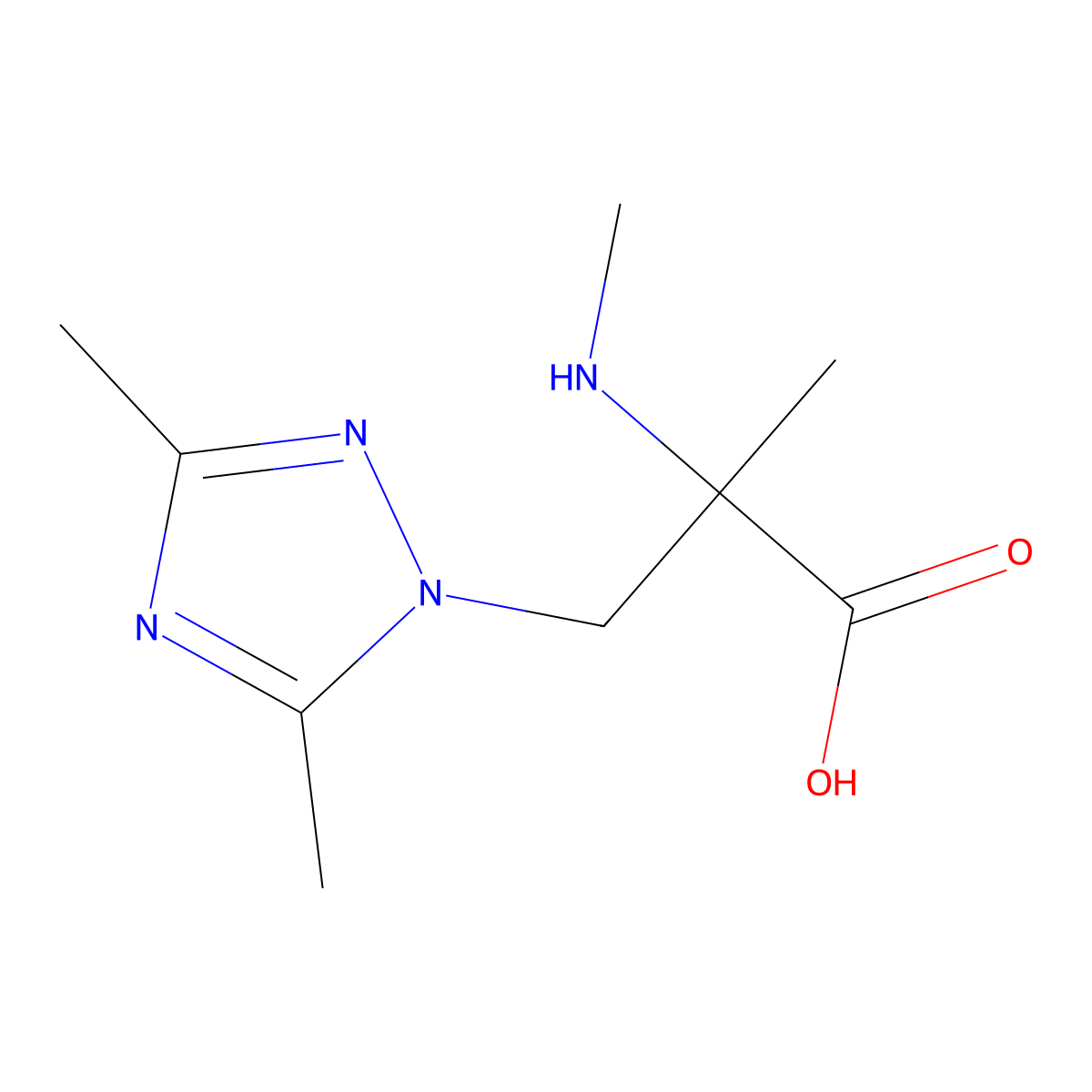 3-(dimethyl-1H-1,2,4-triazol-1-yl)-2-methyl-2-(methylamino)propanoic acid molecular structure, CAS 1250554-24-5